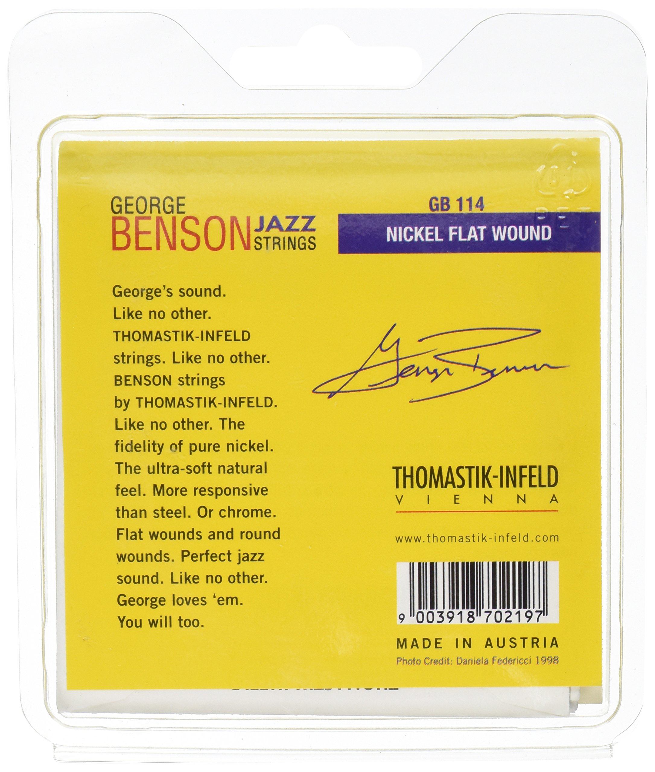 Thomastik-Infeld GB114 Jazz Guitar Strings - George Benson Signature 6-String Pure Nickel Flatwound Set (E, B, G, D, A, E) | Perfect for Jazz, Blues & Smooth Guitar Performances