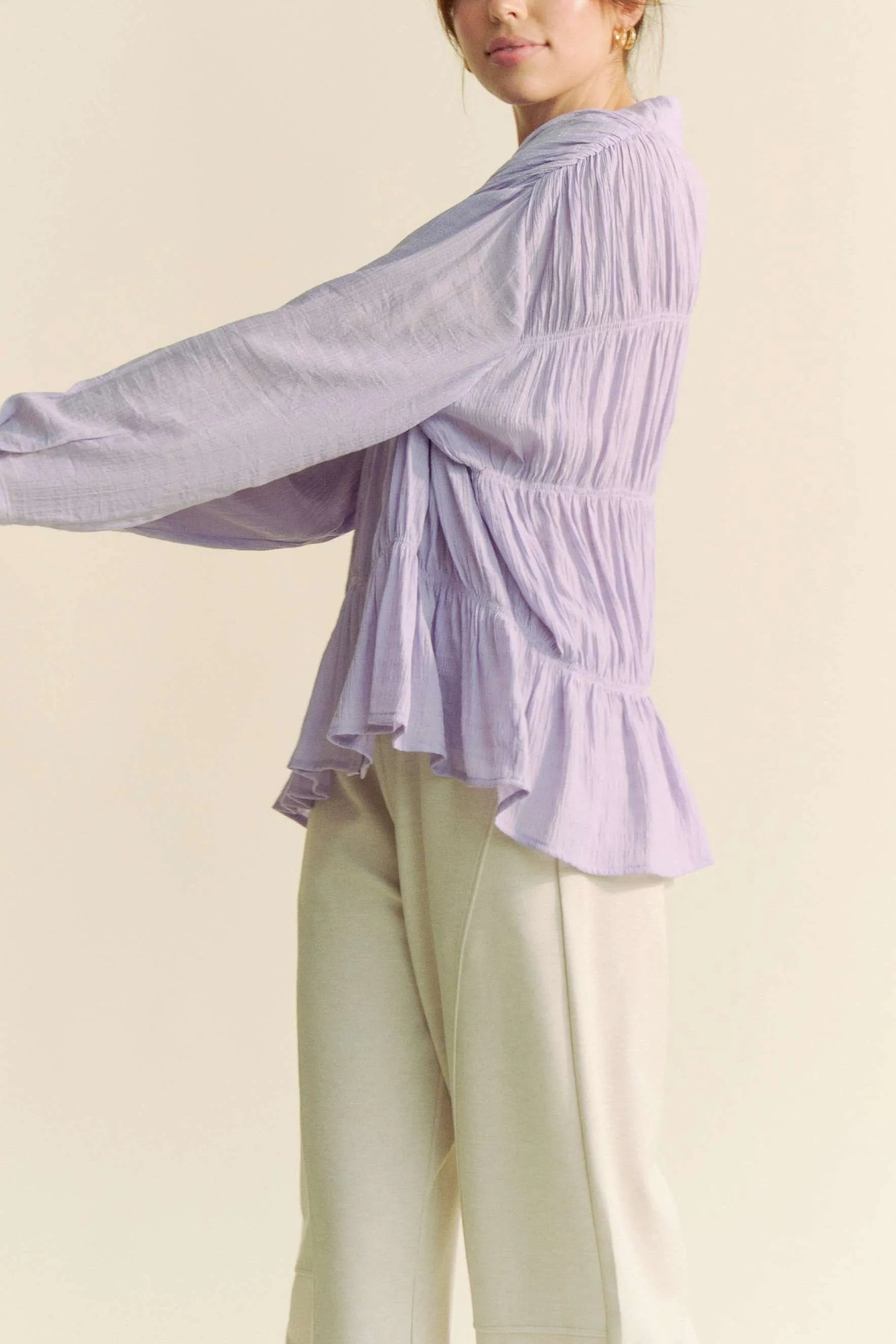Lilac Button Front Shirt for Women - Soft & Stylish Casual Blouse with Long Sleeves - Perfect for Office, Date Night & Spring Outfits