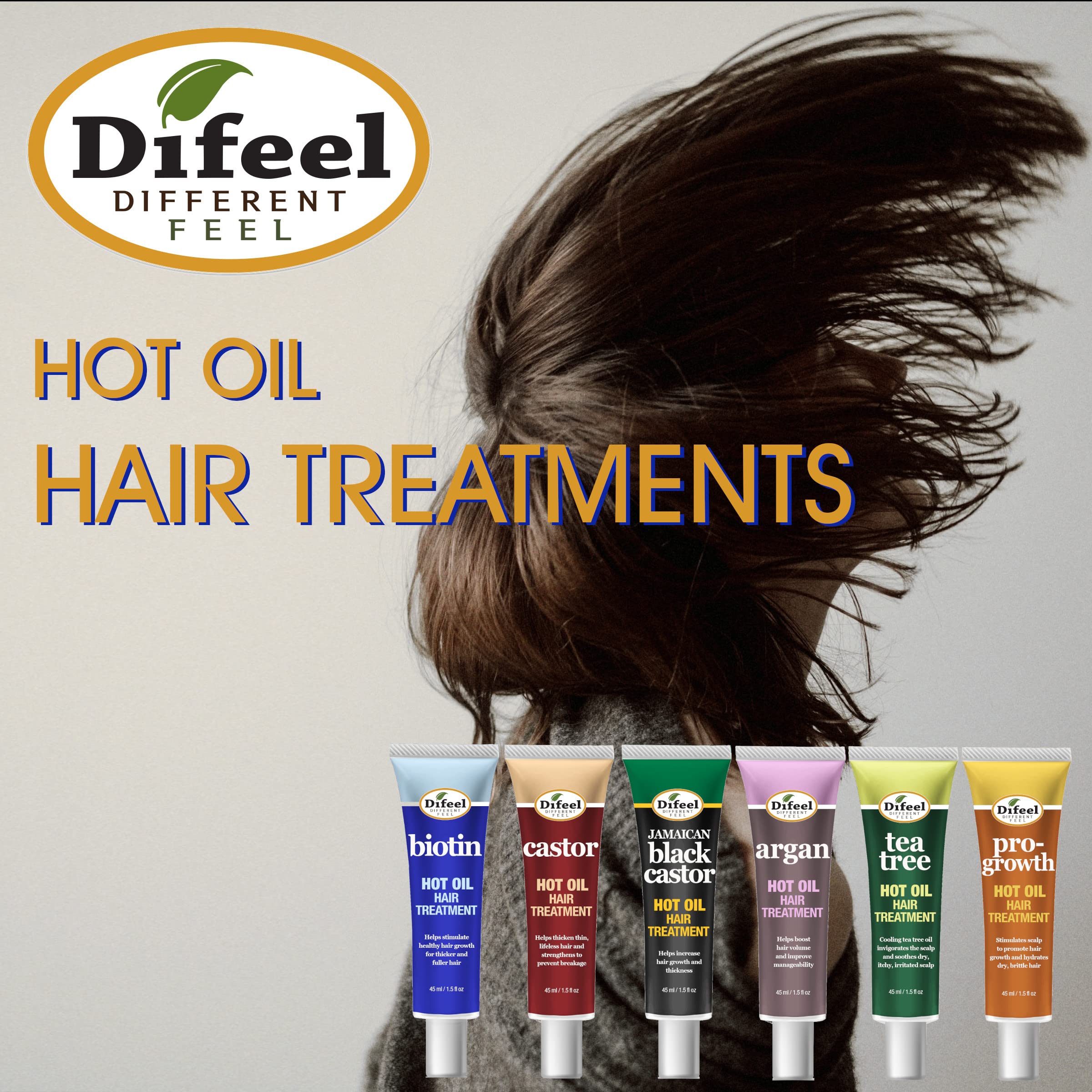 Difeel Hot Oil Hair Treatment with Castor Oil 1.5 oz - Deep Conditioning for Dry, Damaged Hair - Perfect for At-Home Spa Days & Salon-Quality Results