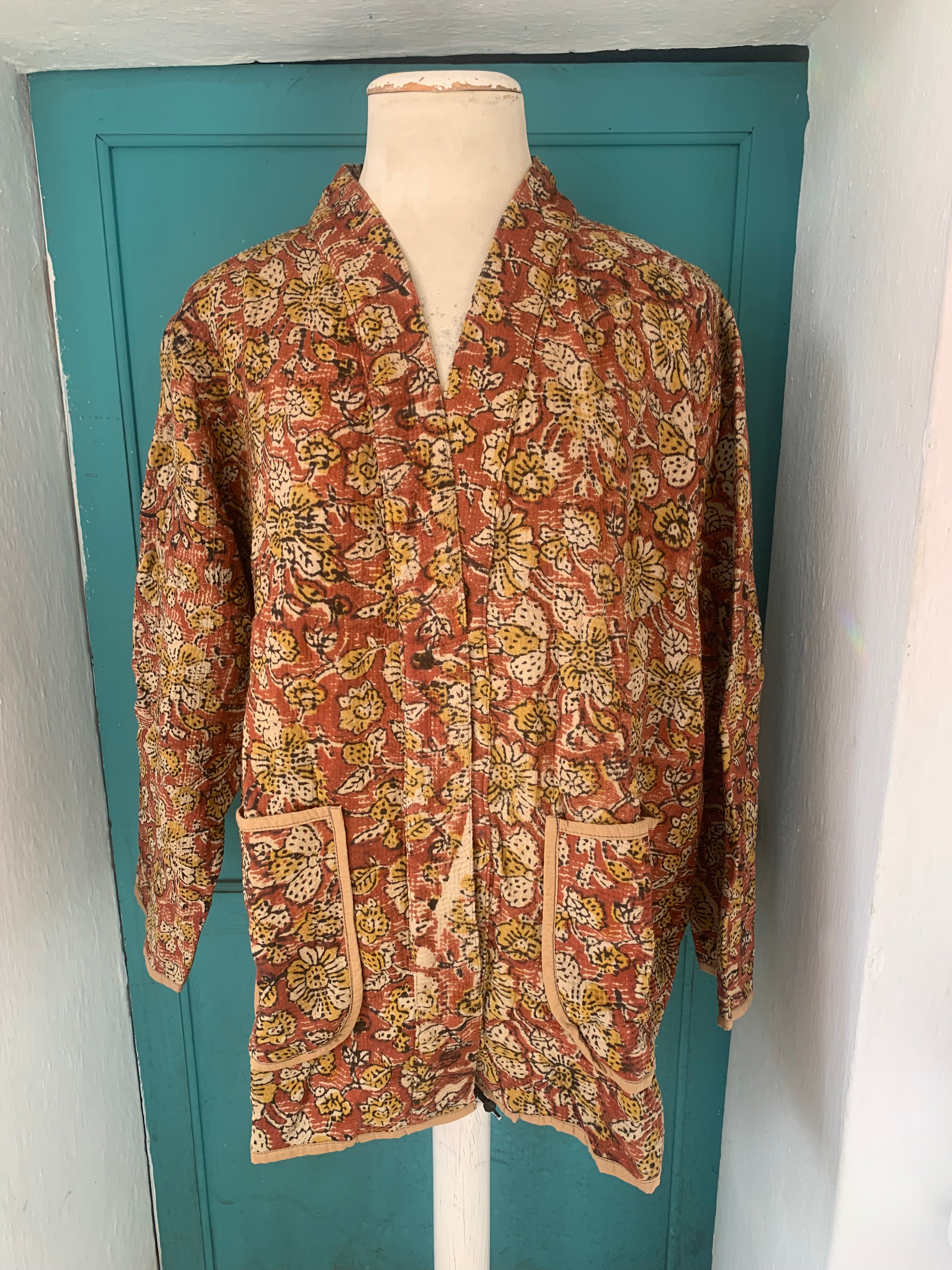 Vintage Kantha Indian Embroidered Jacket for Women - Brown Boho Ethnic Style | Perfect for Festivals, Travel & Boho Fashion Outfits
