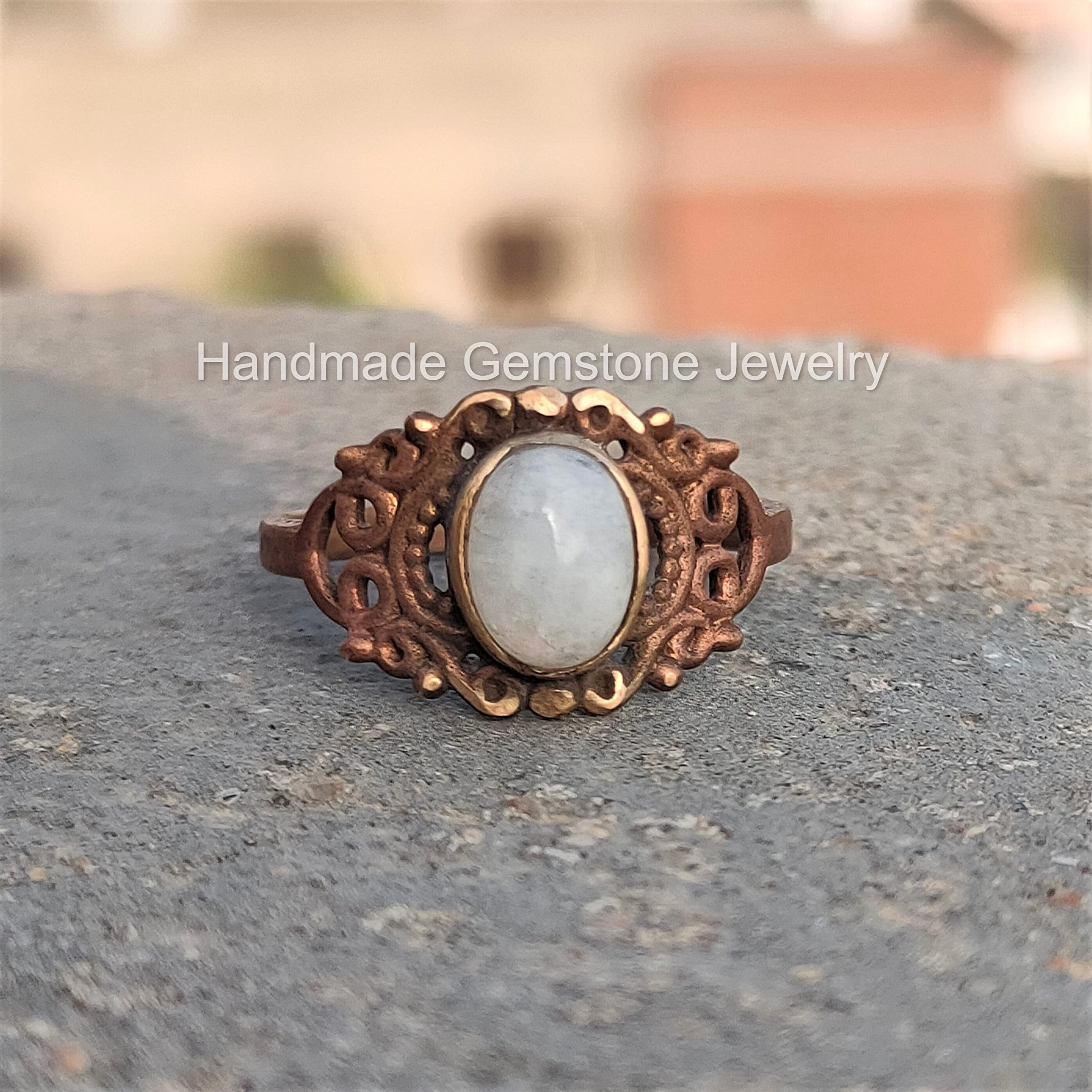 Natural Moonstone Ring - Blue Flash Rose Gold Filled Jewelry | Handmade Boho Princess Ring | Perfect for Weddings, Date Nights & Spiritual Healing