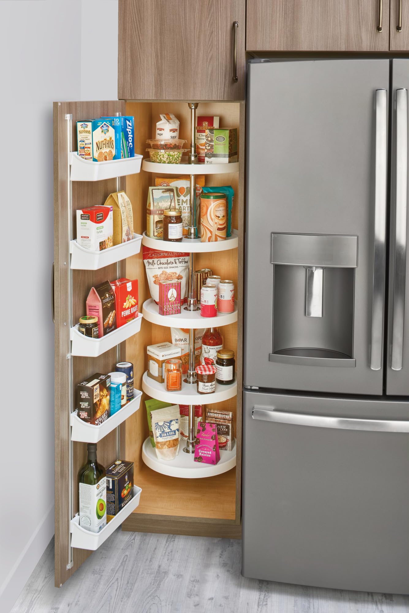 REV-A-SHELF Polymer Full-Circle 5-Shelf Lazy Susan for Tall Pantry Cabinets - Space-Saving Kitchen Organizer for Spices, Canned Goods & Baking Supplies