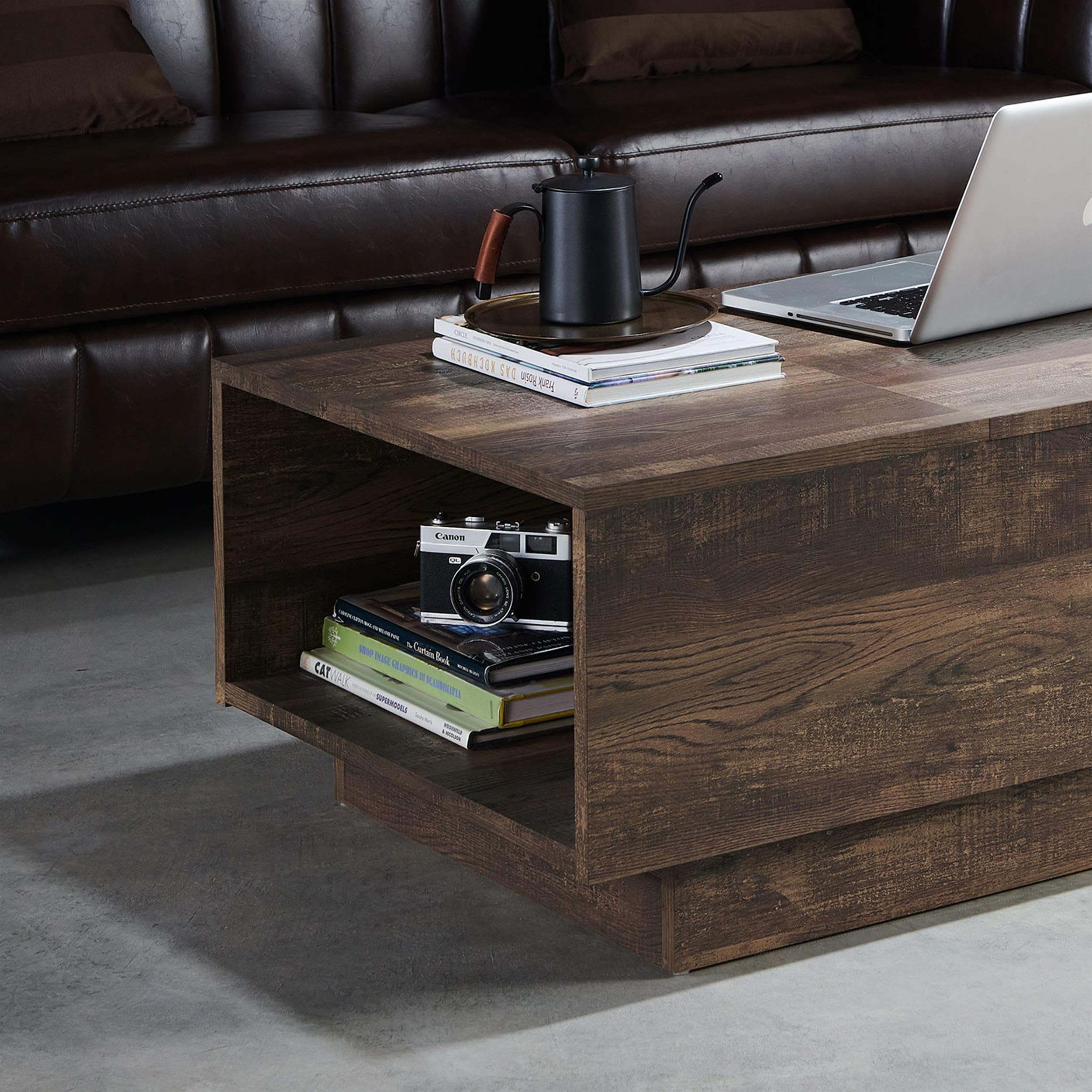 Furniture of America Harsin Reclaimed Oak Wood Lift-Top Coffee Table with Storage - Rustic Modern Living Room Centerpiece for Small Spaces & Home Office