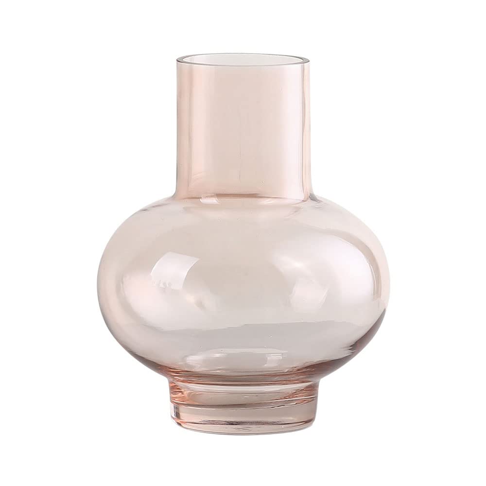 Clear Glass Vase for Hydroponic Plants - Modern Flower Pot & Decorative Container for Table Centerpieces - Perfect for Kitchen, Living Room, Bedroom, Bathroom & Office Decor (Pink) | Ideal for Fresh Flowers, Succulents & Home Décor Arrangements