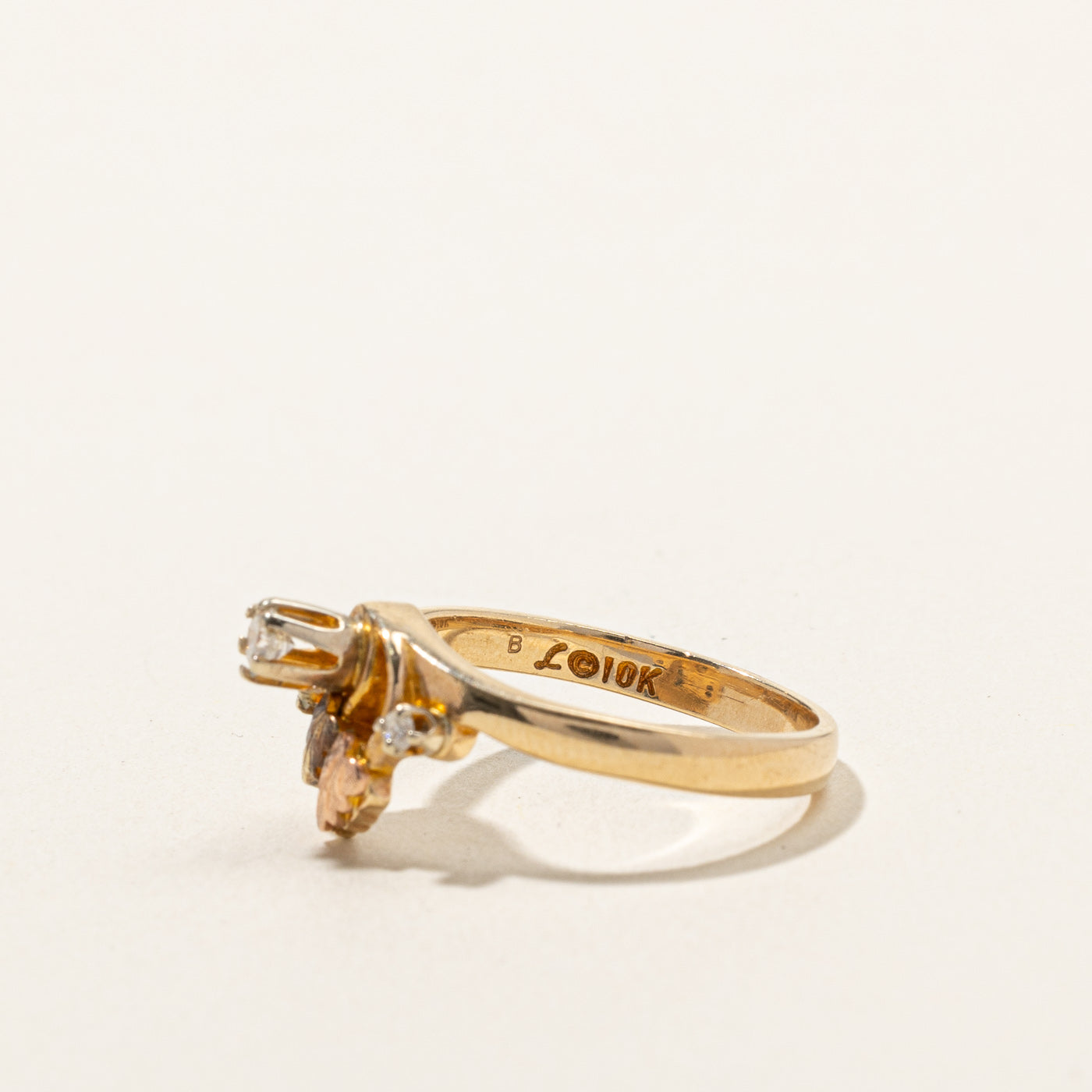 Leaf Design Bypass Diamond Ring - 0.11ctw Genuine Diamond, Size 6.5, 14K Gold Wedding Band, Elegant Stackable Ring for Women, Perfect for Anniversary, Engagement & Everyday Wear