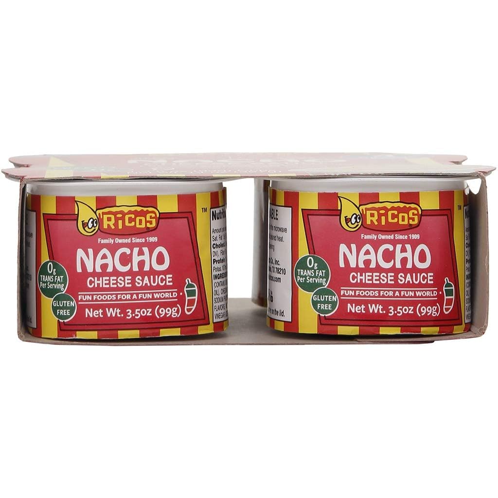 Rico's Nacho Cheese Dip - 14oz (4 Individual Cups) | Authentic Mexican Cheese Sauce for Nachos, Chips & Snacks | Perfect for Parties, Game Nights & Movie Nights | Includes Free CreateAndBundle Sticker