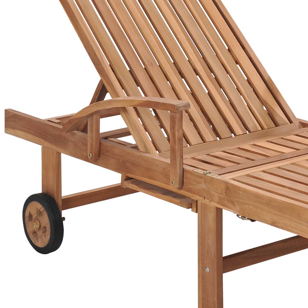 vidaXL Solid Acacia Wood Sun Lounger with Gray Cushion - Outdoor Chaise Lounge, Wooden Sunbed, Daybed for Patio, Poolside & Garden Relaxation