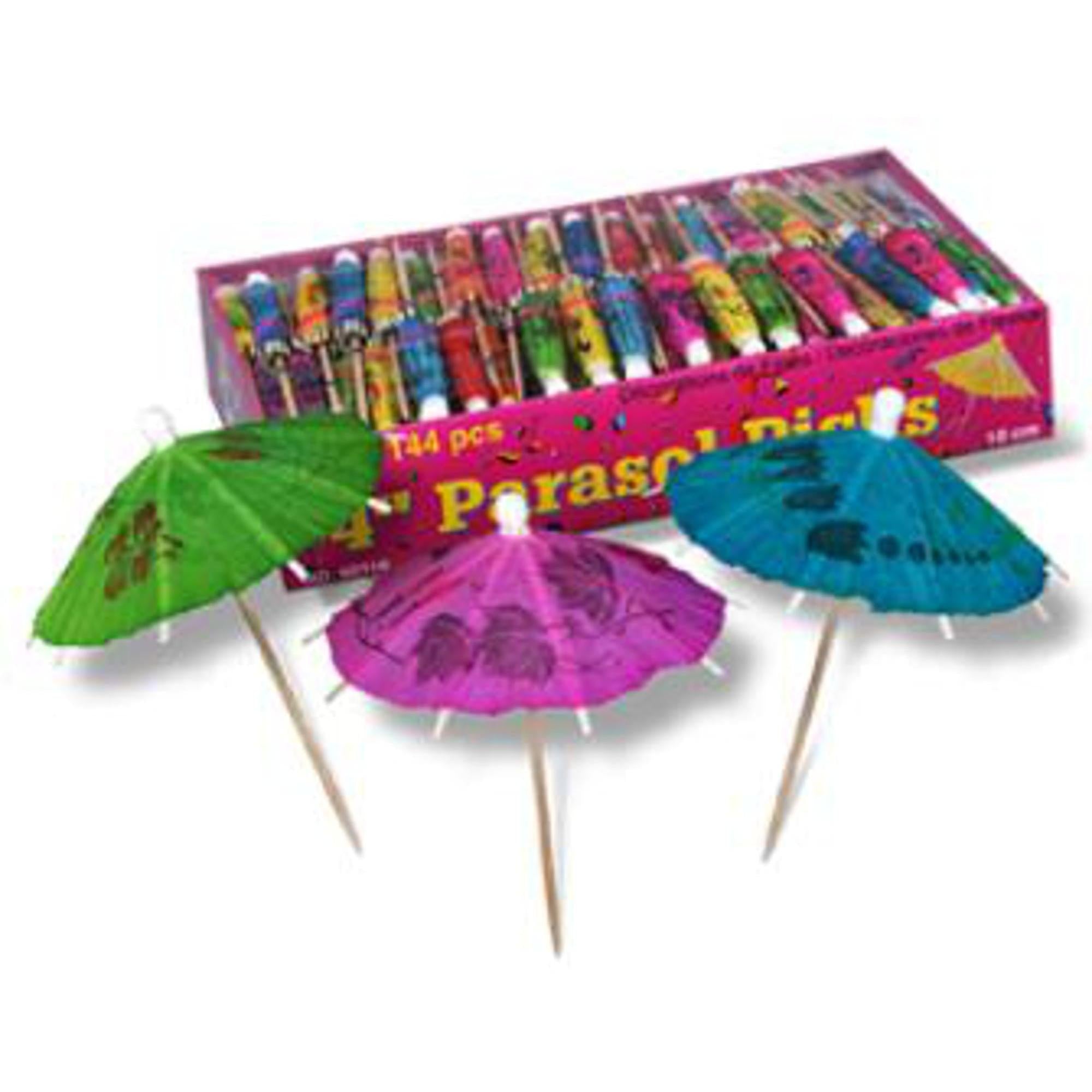 144 Pack Colorful Party Parasol Picks - Mini Cocktail Drink Umbrellas for Tropical Themed Parties, Summer Drinks, and Hawaiian Luau Decorations