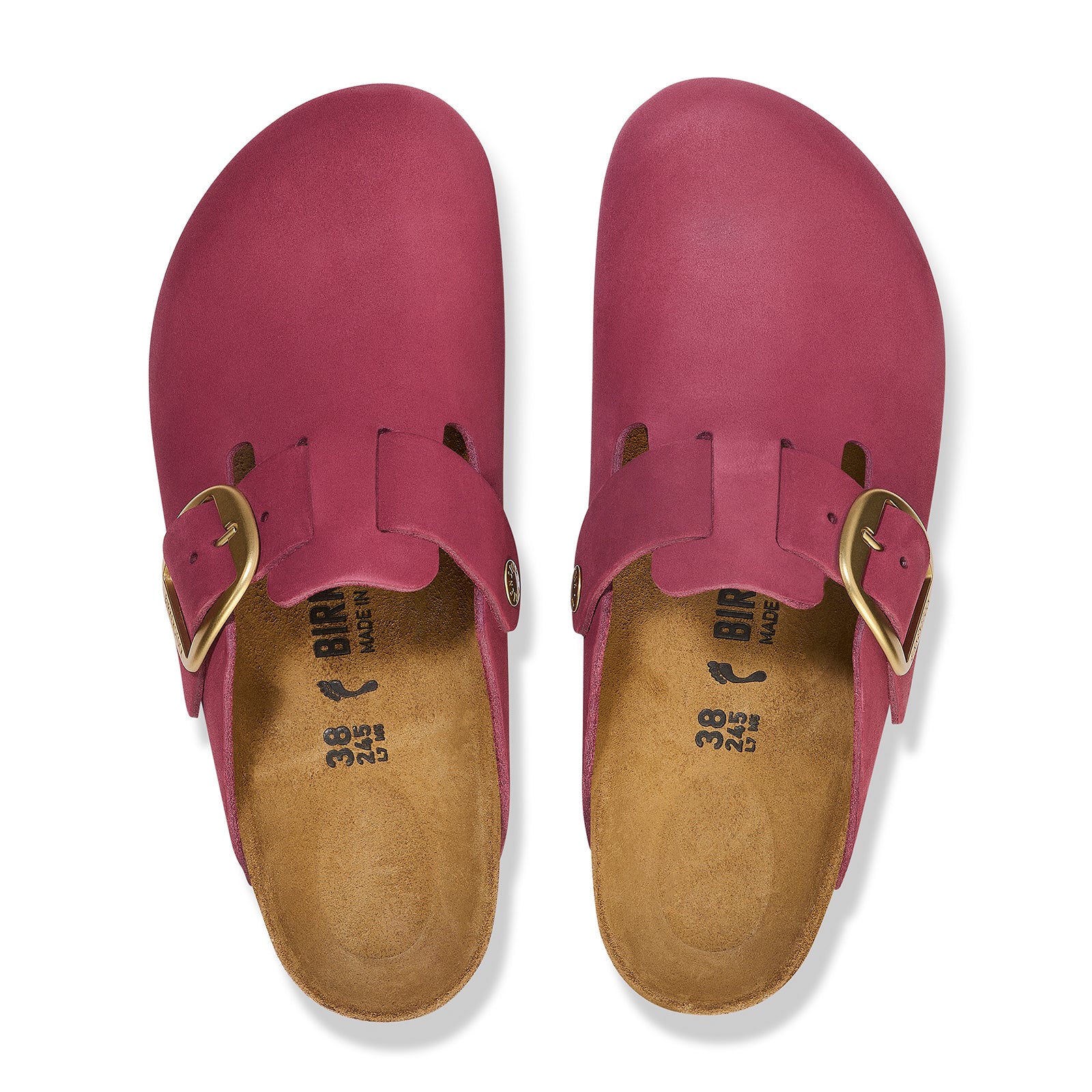 Birkenstock Boston Big Buckle Narrow Clog for Women - Berry Crush Nubuck Leather Comfort Shoes | Slip-On House Shoes for Relaxing at Home, Casual Outfits & Errands