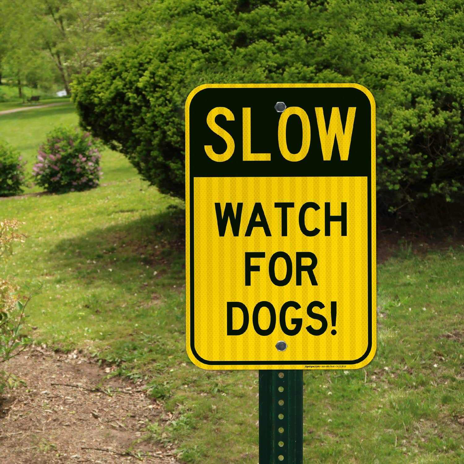 Slow Watch for Dogs - 12x18 Inch Reflective Aluminum Sign, 3M Reflective, Weatherproof & Fade Resistant - Perfect for Dog Parks, Backyards & Driveway Safety - Made in USA