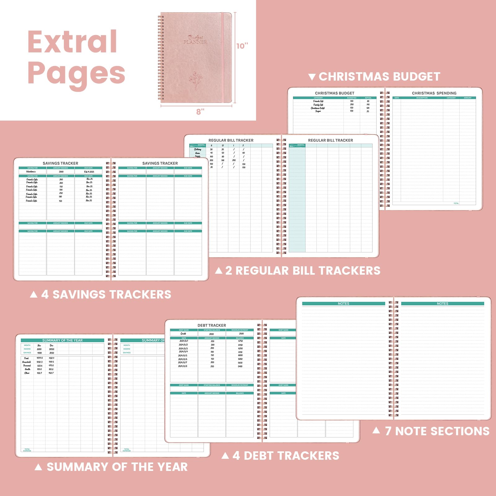 2025 Monthly Budget Planner - 8''x10'' Bill Tracker & Financial Organizer | Expense Tracking Notebook with Rose Gold Cover | Perfect for Personal Finance Management, Bill Payments & Savings Goals