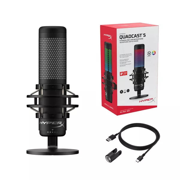 HyperX QuadCast S RGB USB Condenser Gaming Microphone for PC, PS4, PS5 - Professional Streaming, Podcasting & Voice Recording (Perfect for Twitch, Discord & YouTube)