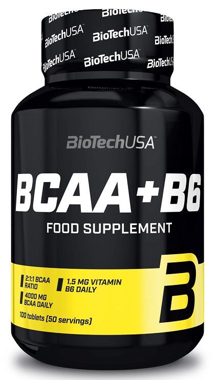 BioTechUSA BCAA + Vitamin B6 Supplement - 100 Tablets for Muscle Recovery & Energy Boost - Pre & Post Workout Support for Athletes & Fitness Enthusiasts