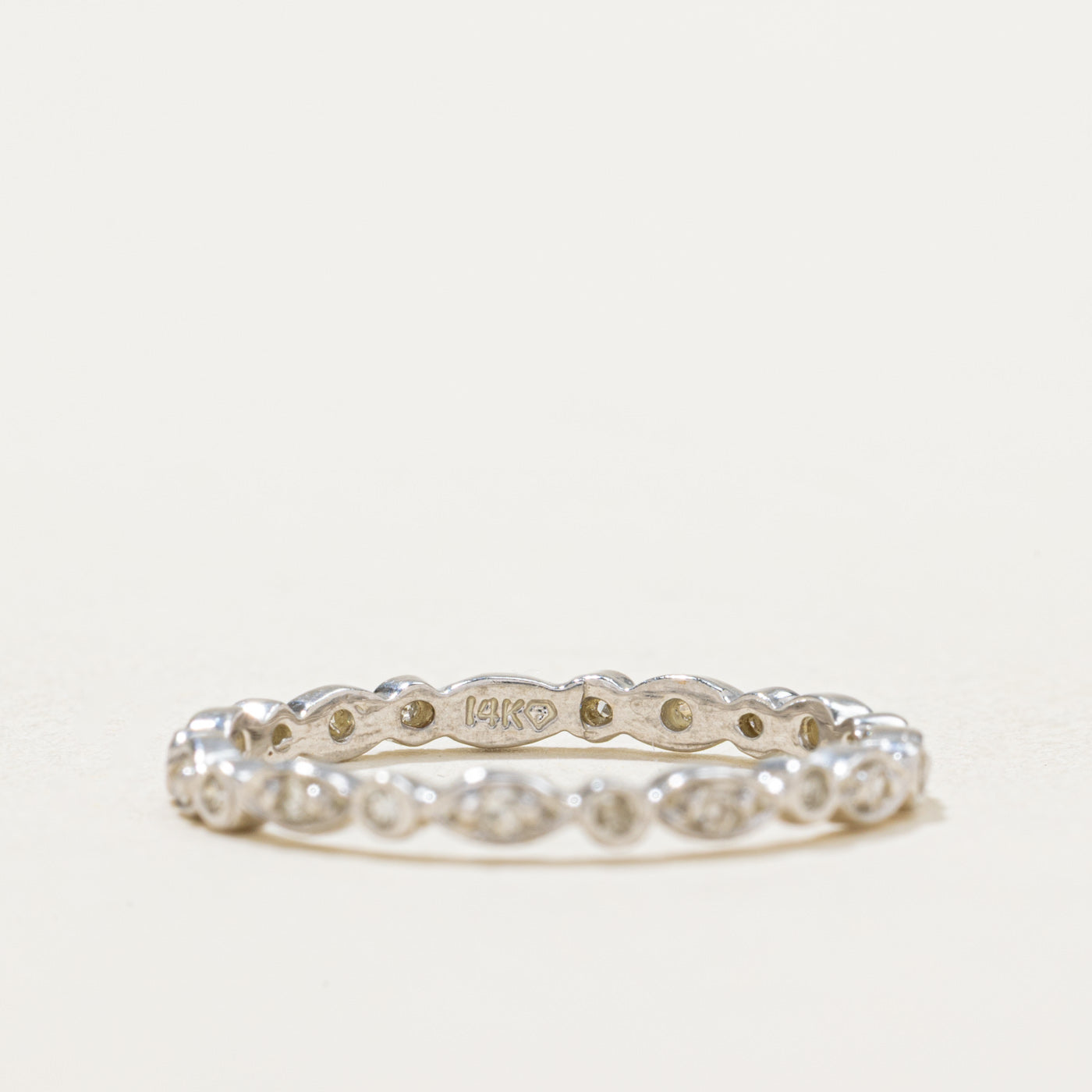 14K Gold Eternity Marquise Diamond Band Ring - 0.10ctw Total Weight - Size 6.75 - Perfect for Anniversary, Wedding, or Engagement Gift
