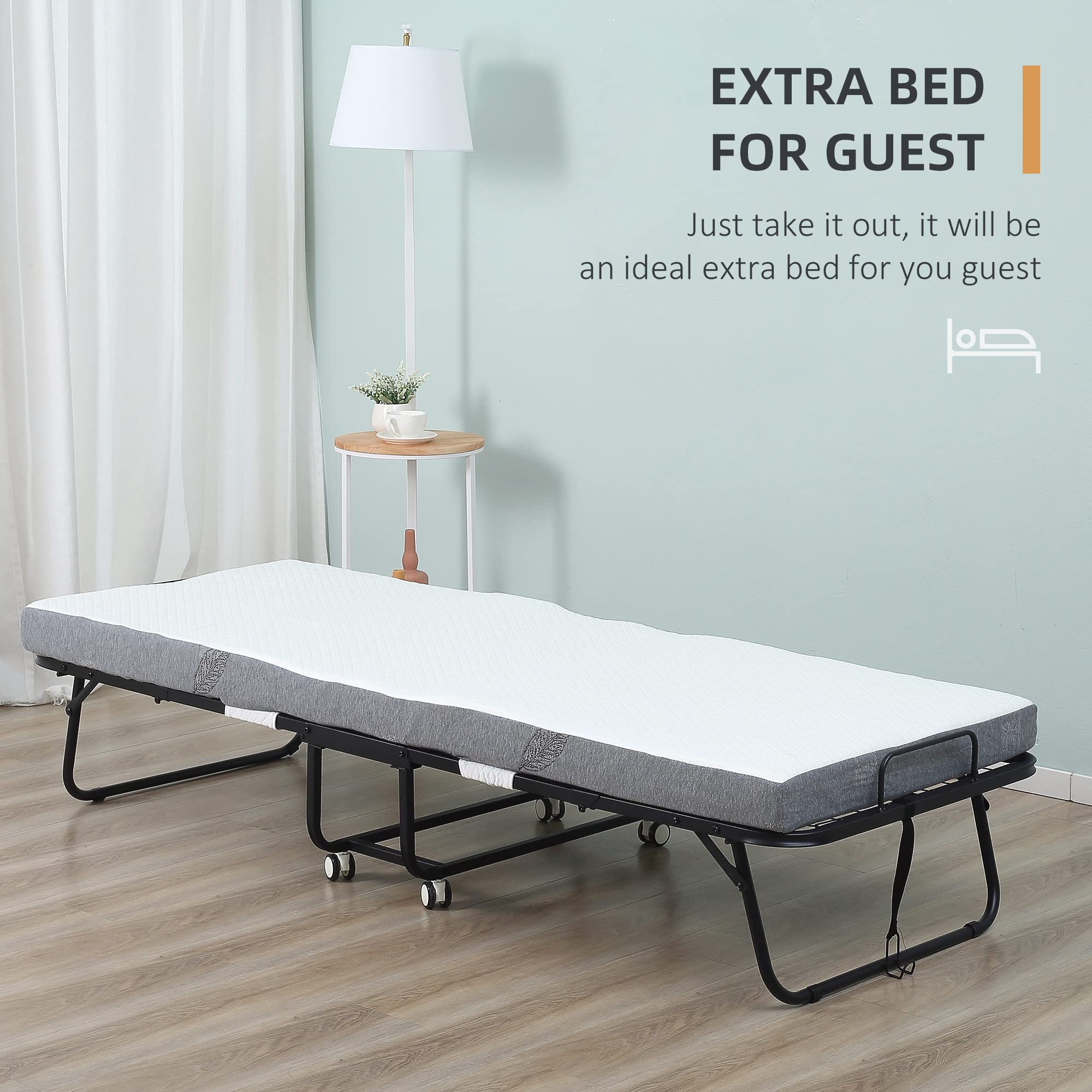 HOMCOM Rollaway Bed with 4