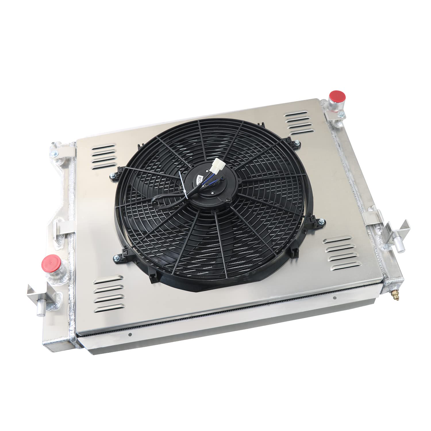 High-Performance Aluminum Radiator for 2005-2014 Ford Mustang 3.7L 4.0L 4.6L 5.0L V6 V8 - 3 Row Cooling System with Fan Shroud & Relay Kit - Perfect for Racing, Off-Road & Daily Driving