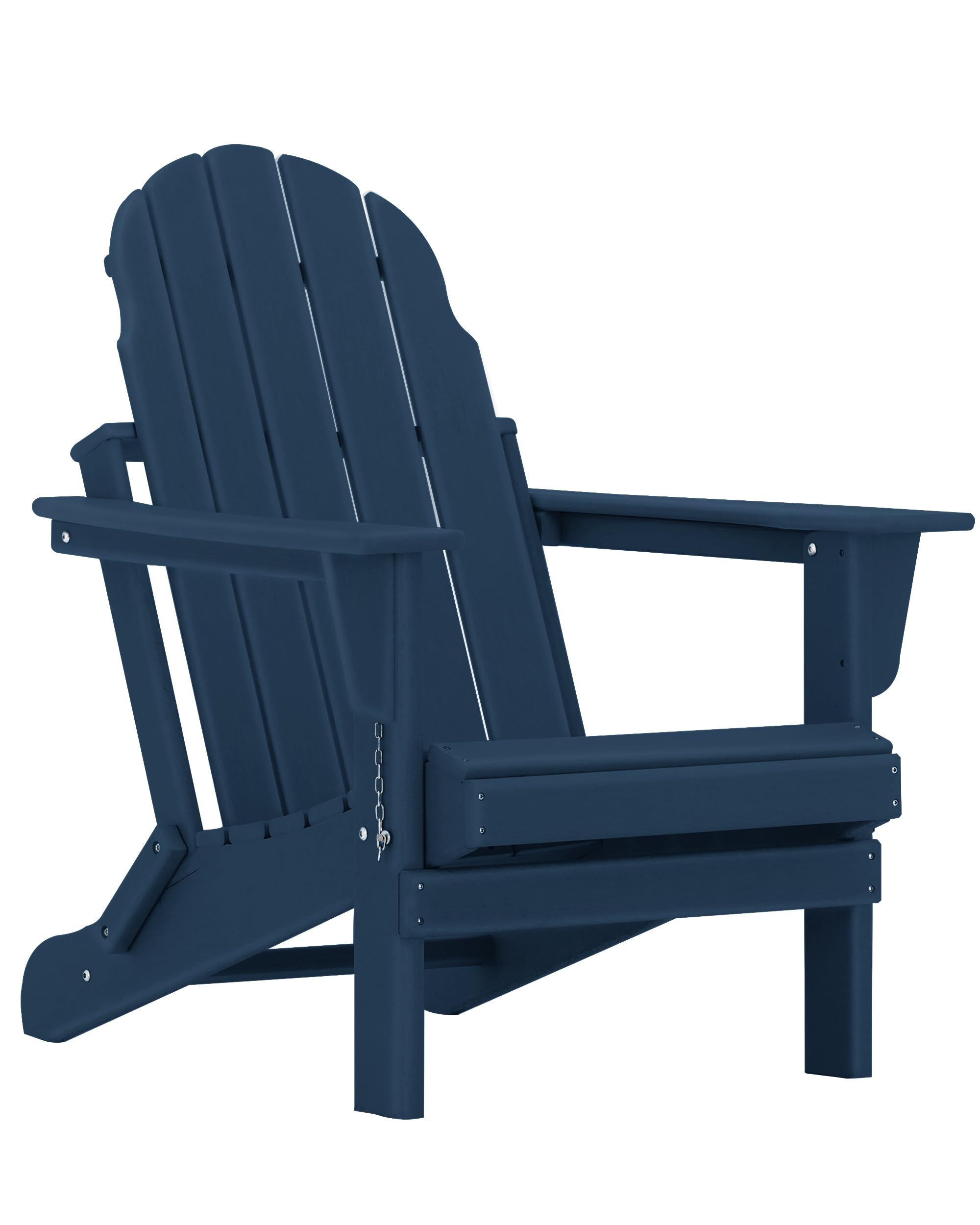 **HDPE All-Weather Folding Adirondack Chair - Navy Blue - Outdoor Fire Pit Seating, Patio, Garden, Deck & Poolside Relaxation**