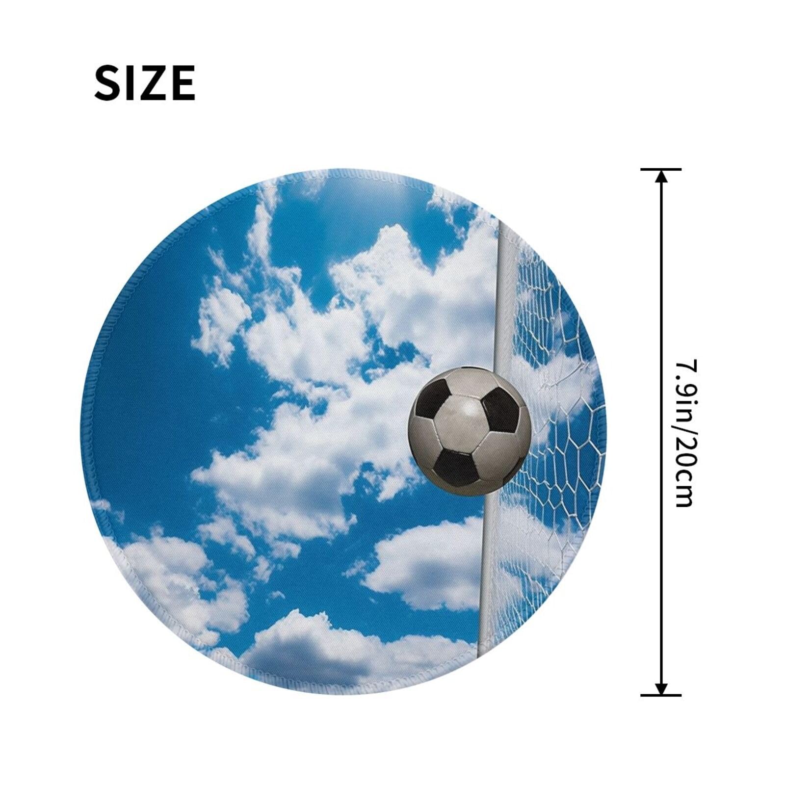 Non-Slip Football Blue-Sky Print Round Gaming Mouse Pad with Durable Stitched Edges - Ergonomic Rubber Base for PC, Laptop & Office Use - Perfect for Gamers, Work & Home Decor