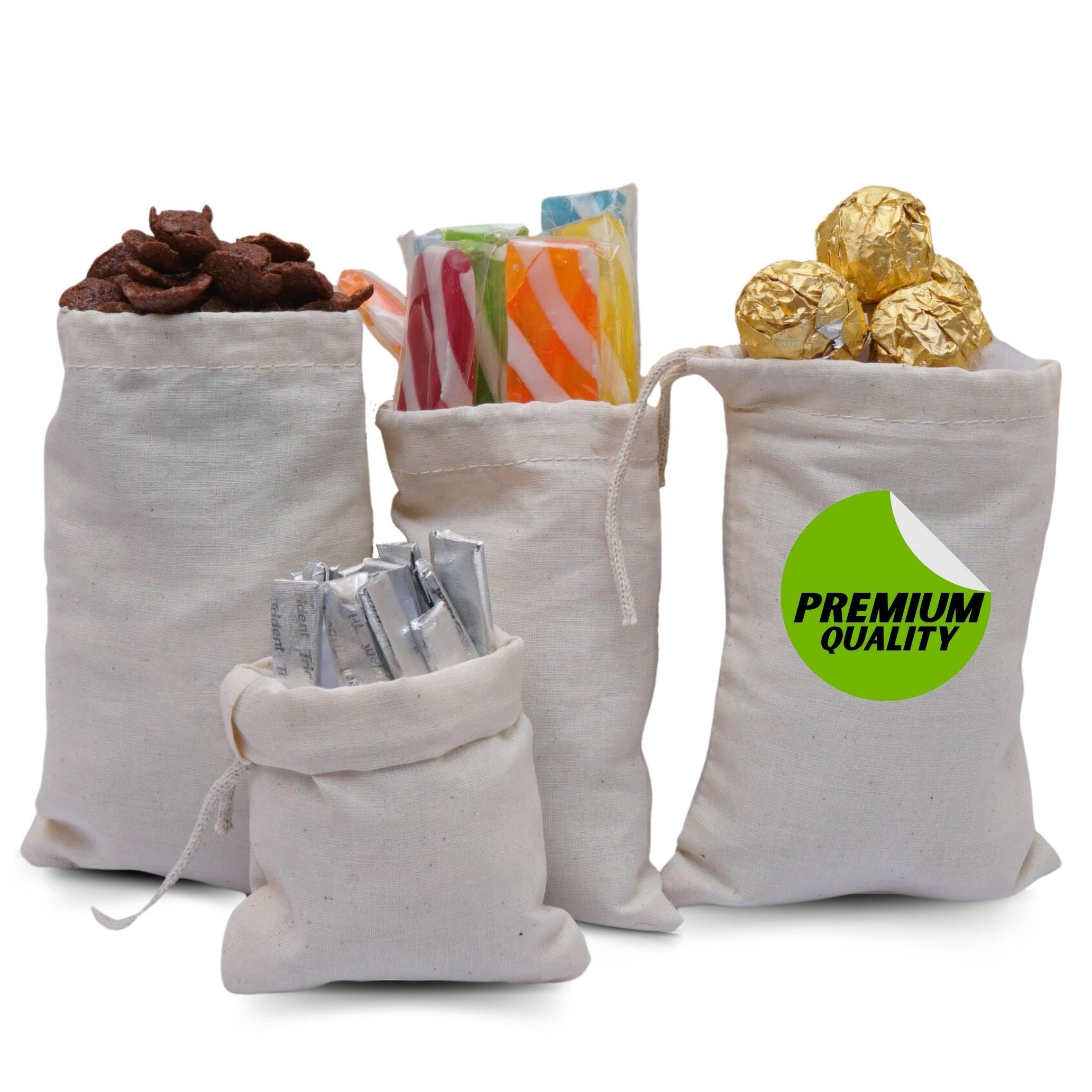 50-Pack 10x16 Inch Reusable Cotton Muslin Drawstring Bags - Washable Spice & Produce Storage Bags for Kitchen, Grocery, Herbs, Tea, and DIY Crafts | Eco-Friendly Cloth Sachet Bags for Cooking & Organizing