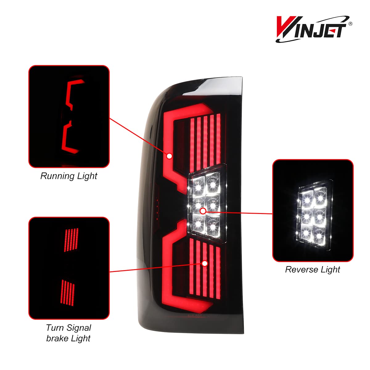 Winjet LED Tail Lights Assembly for 2014-2018 Chevy Silverado 1500 & 2015-2018 Silverado 2500/3500 HD - DRL LED Tail Lights with Sequential Turn Signals & Dynamic Brake Running Lights - Upgrade for Night Driving & Enhanced Safety