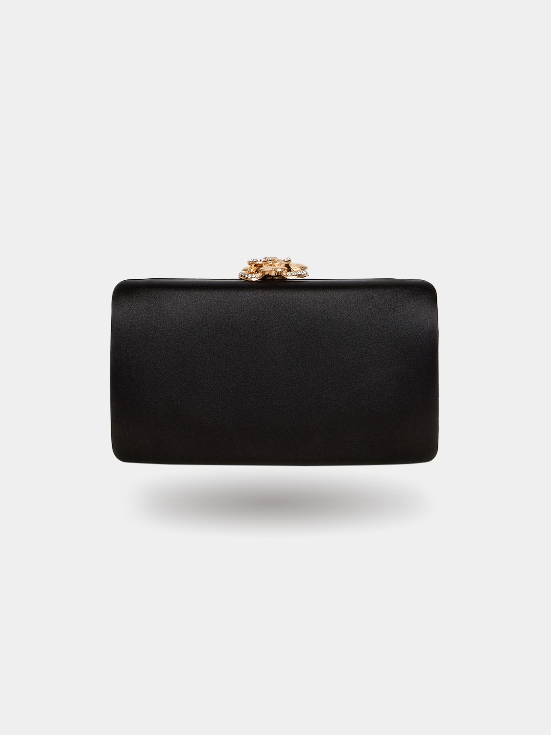 Elegant Satin Minaudiere Clutch with Gold Flower Embroidery - Perfect for Evening Parties, Weddings & Special Occasions