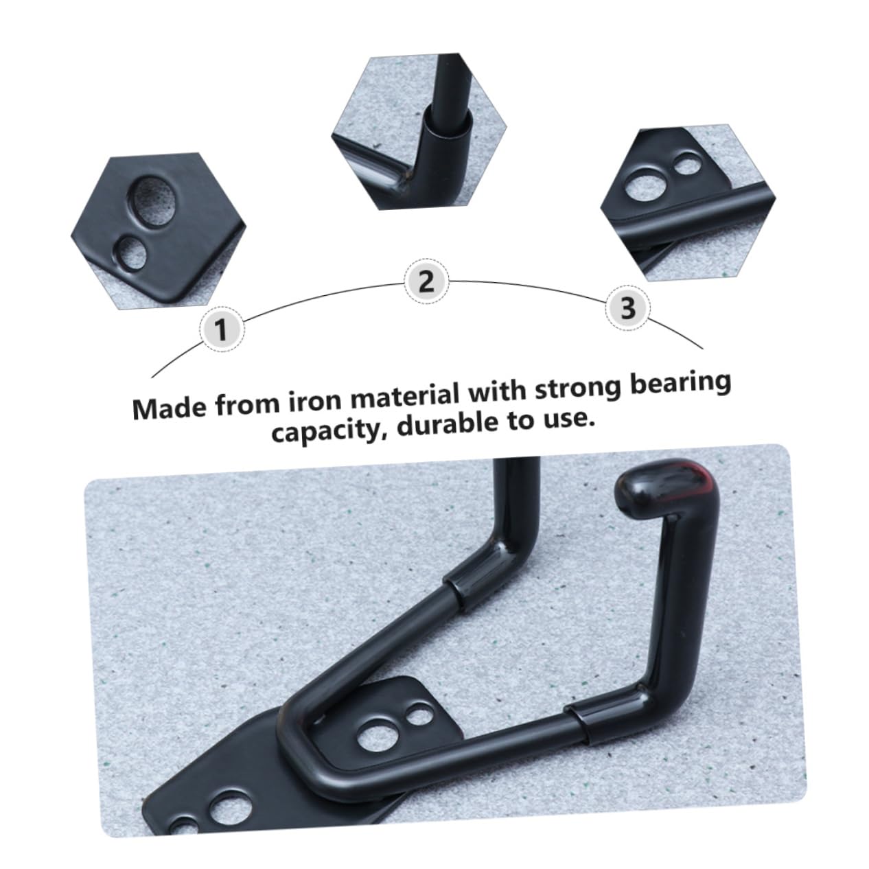 Heavy Duty Black Metal Wall Hooks - 10 Pack Anti-Slip Garage Hangers for Warehouse, Garden Tools, Bikes & Sports Equipment - Durable Storage Solution for Home, Office, Balcony Organization