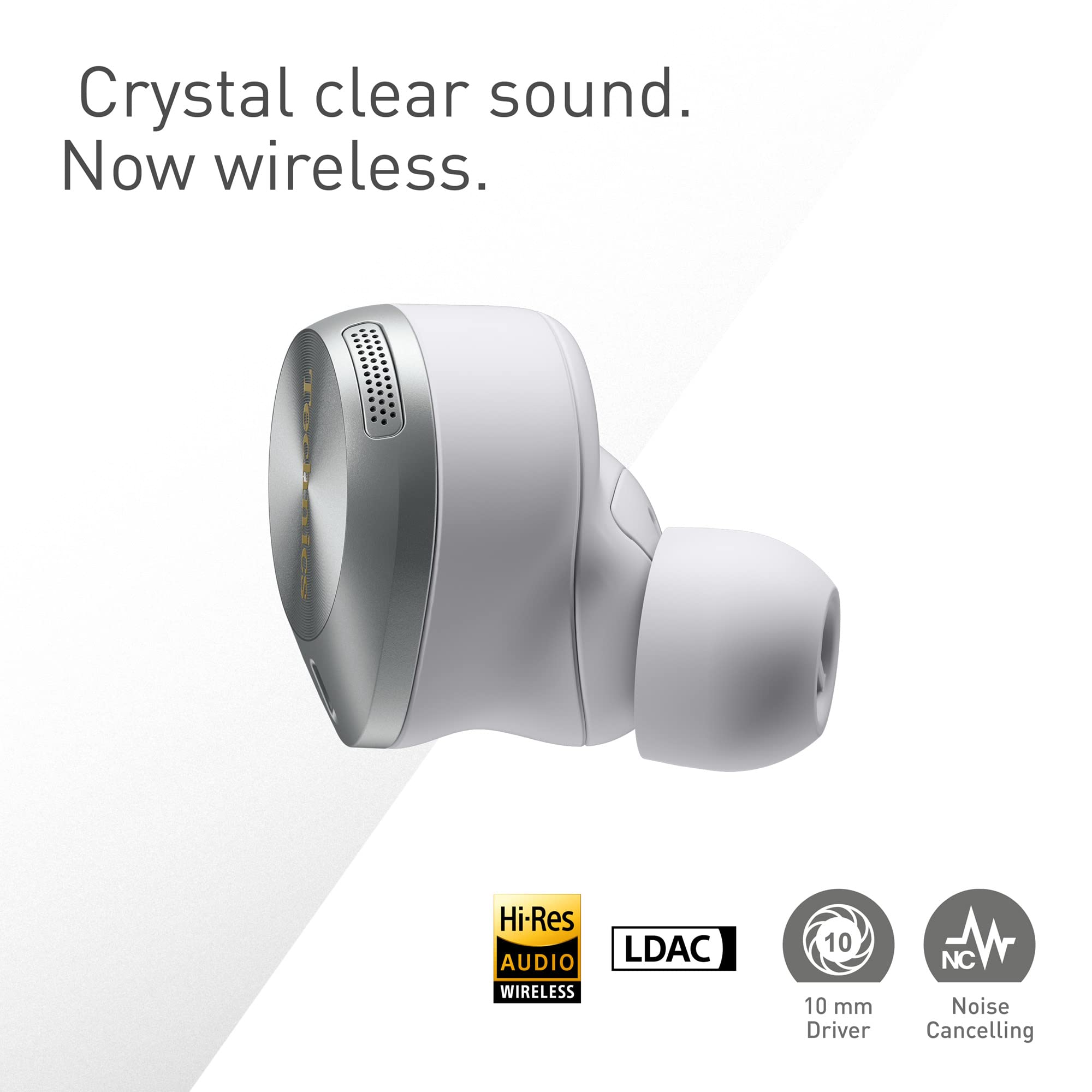 Technics EAH-AZ80E-S Premium Wireless Earbuds with Active Noise Cancelling, Multipoint Bluetooth 5.3, Ergonomic In-Ear Design, 7H Playtime & 24H Charging Case - Silver | Perfect for Commuting, Workouts & Travel