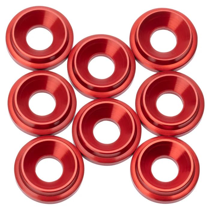 M3 Aluminum Countersunk Washers (8-Pack) - Red Anodized for Corrosion Resistance | Perfect for Automotive, Electronics & DIY Projects