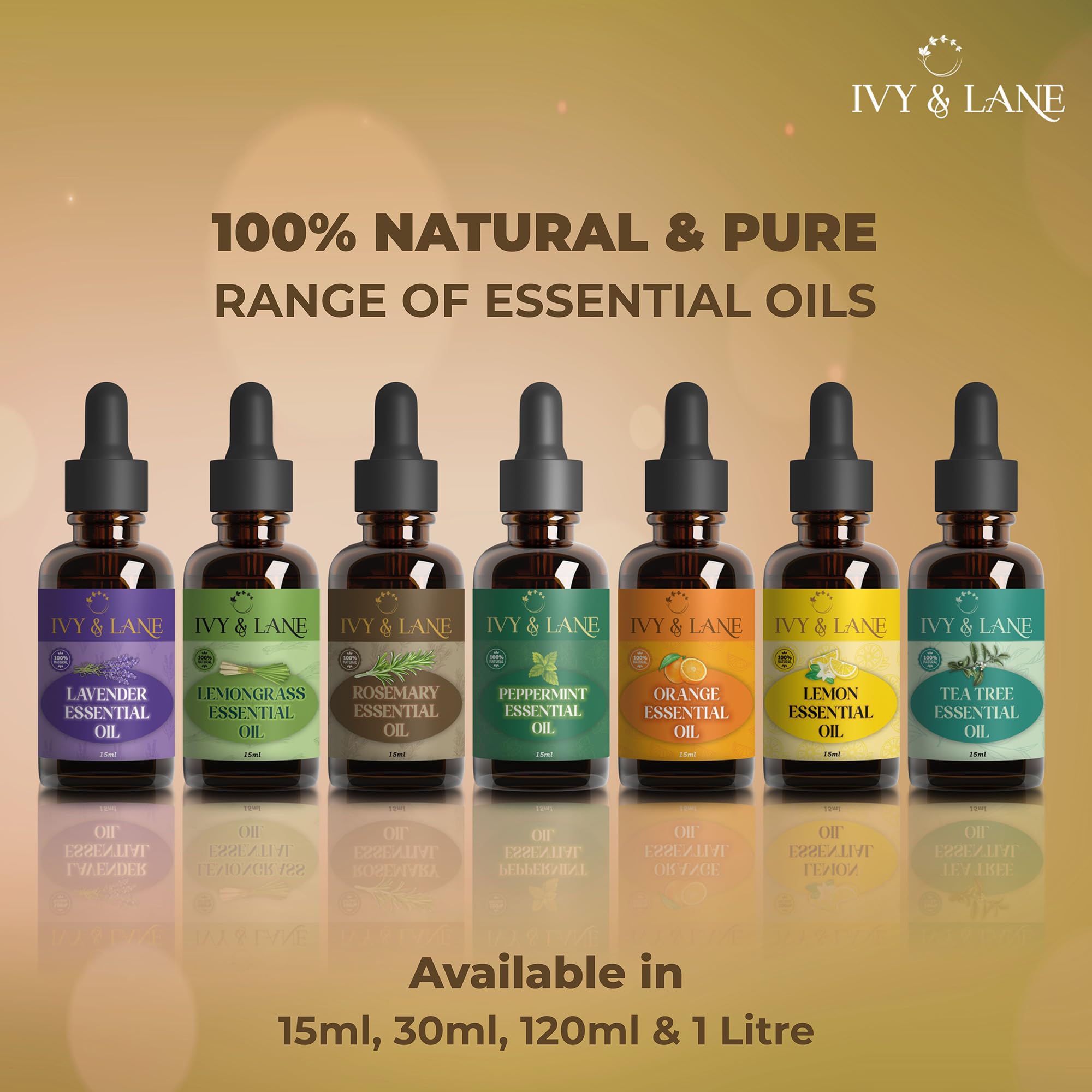 **Ivy & Lane 100% Pure Organic Rosemary Essential Oil – Undiluted, Therapeutic Grade for Aromatherapy, Promotes Healthy Hair, Skin & Mind – 15ml with Dropper – Perfect for Diffusers, Massage & DIY Beauty**