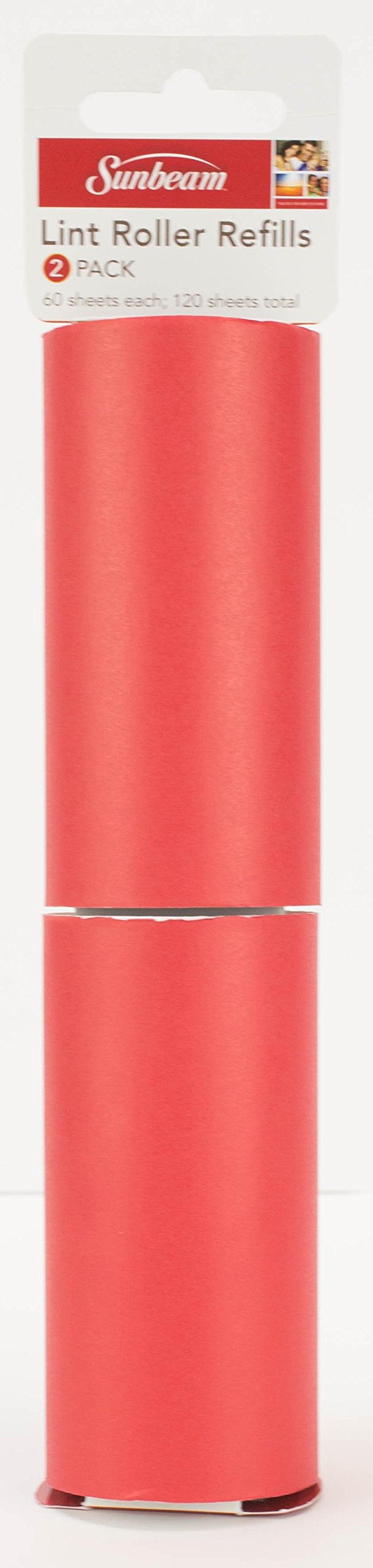Sunbeam 2 Pack Lint Remover Replacement Rollers - Red | Fabric Shaver Refills for Clothes, Furniture & Pet Hair Removal | Perfect for Laundry Day & Home Cleaning