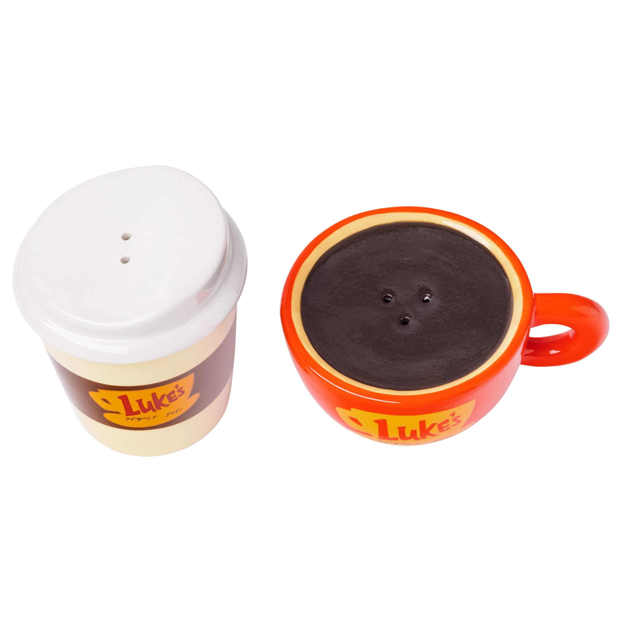 Gilmore Girls Inspired Ceramic Latte Mug & Salt and Pepper Shaker Set - Perfect for Coffee Lovers and TV Show Fans, Great for Kitchen Decor and Gift Giving