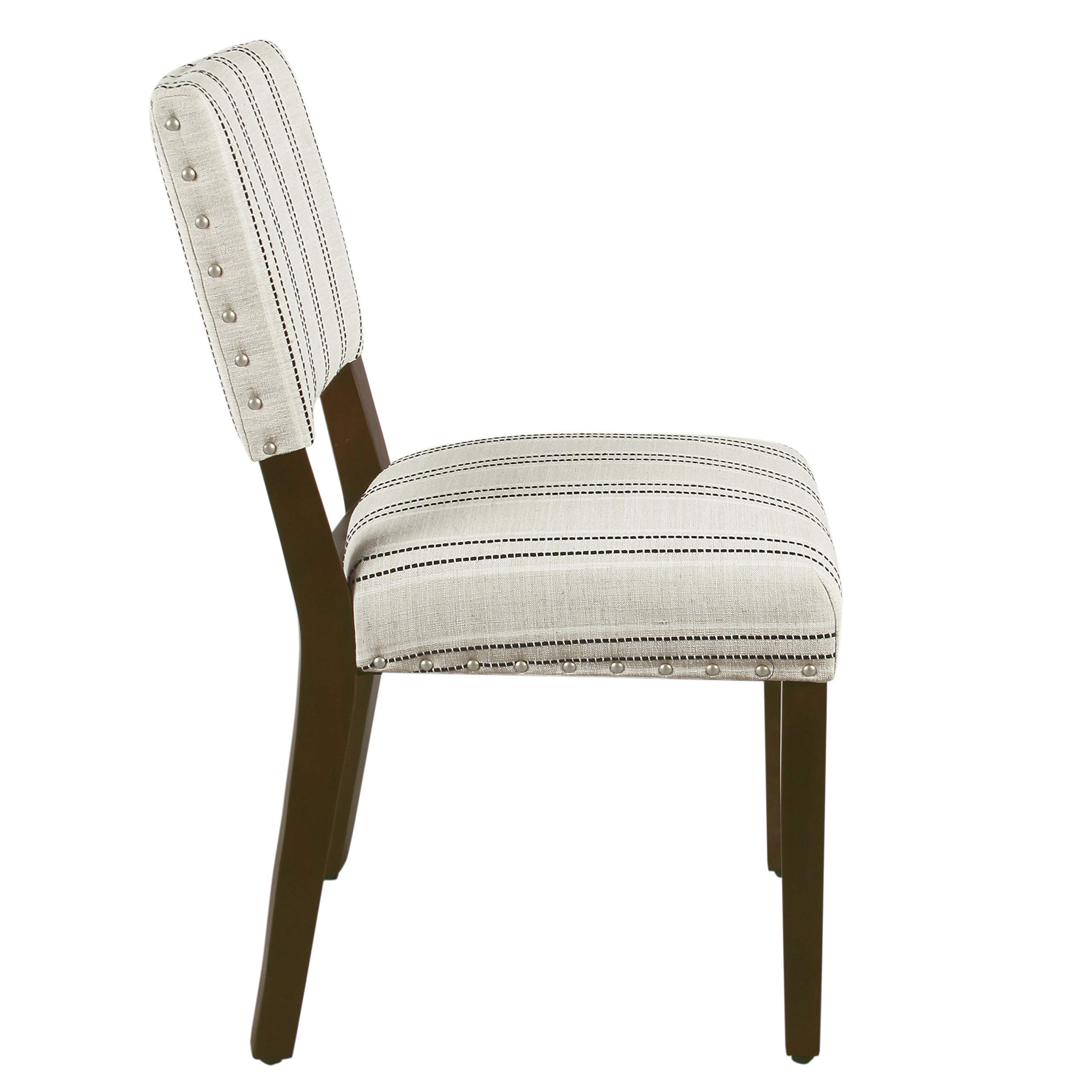 Homepop Upholstered Dining Chairs Set of 2 - Modern Black and White Striped Accent Chairs with Nailhead Trim | Elegant Kitchen & Dining Room Furniture for Home Decor | Perfect for Small Spaces, Breakfast Nooks & Farmhouse Style Interiors