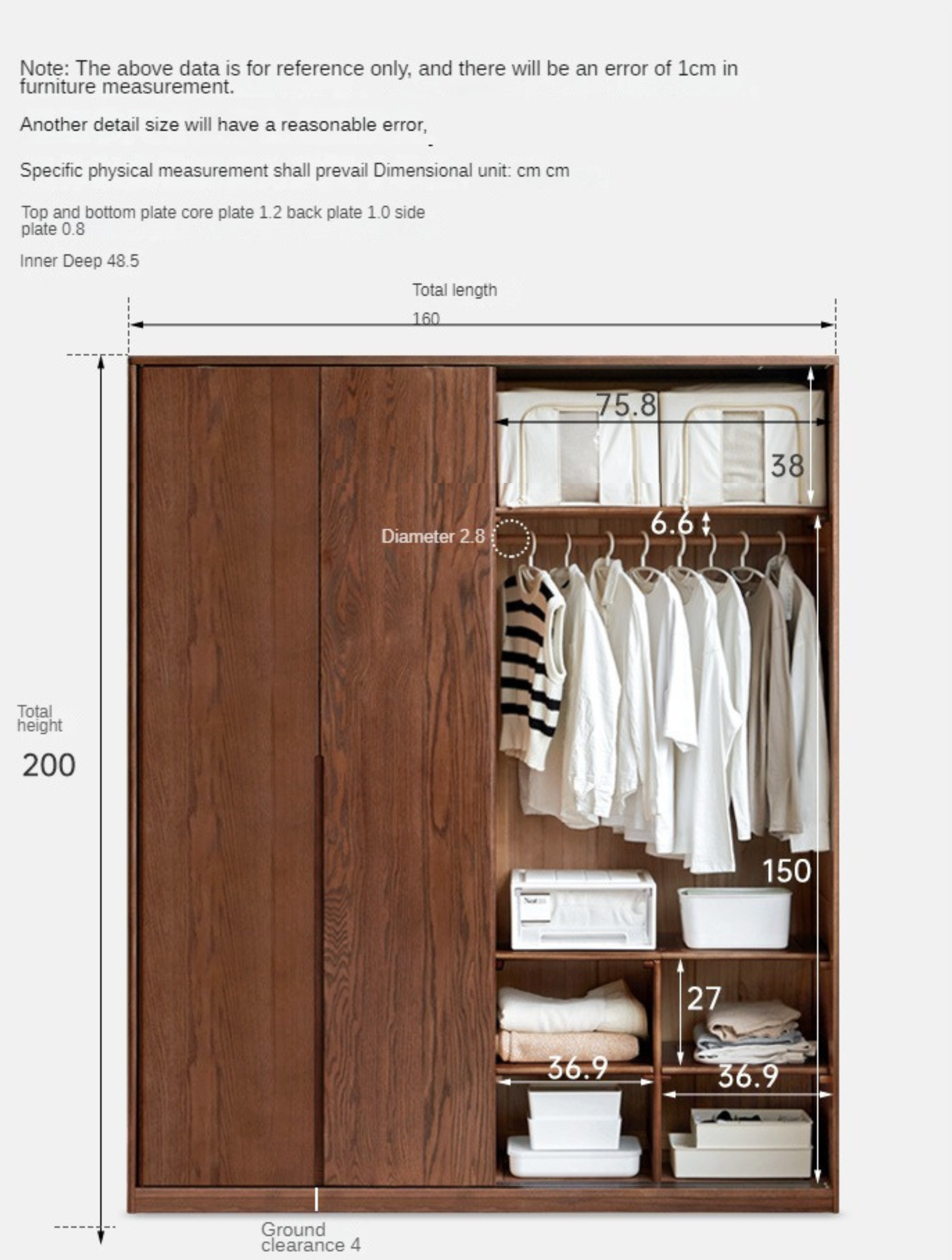 Solid Oak Wood Sliding Door Wardrobe Closet - Modern & Spacious Storage for Bedroom, Walk-In Closet, or Living Room Organization