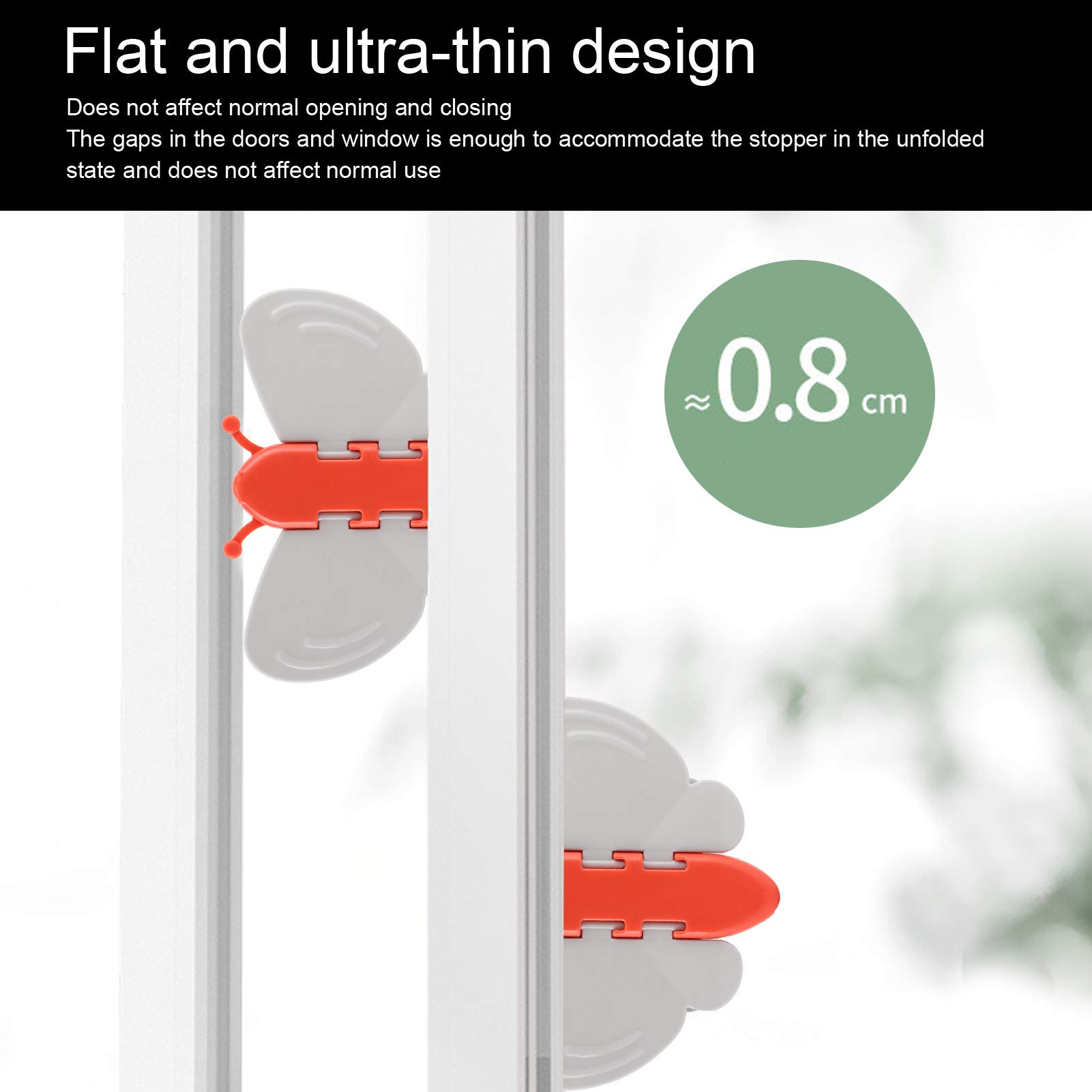Butterfly Design Sliding Door Window Restrictor - Child Safety Lock with Unique Style (Red, 10-Pack) | Secure Home & Prevent Accidents for Kids & Pets | Ideal for Windows, Glass Doors, and Patio Safety