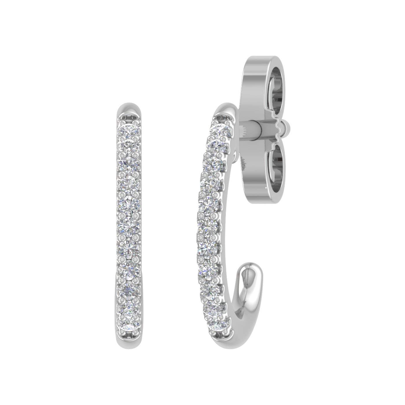 0.08 Carat Diamond Open Hoop Earrings in 10K Solid Gold - Dainty Everyday Stud Earrings for Women, Perfect for Work, Date Night & Special Occasions