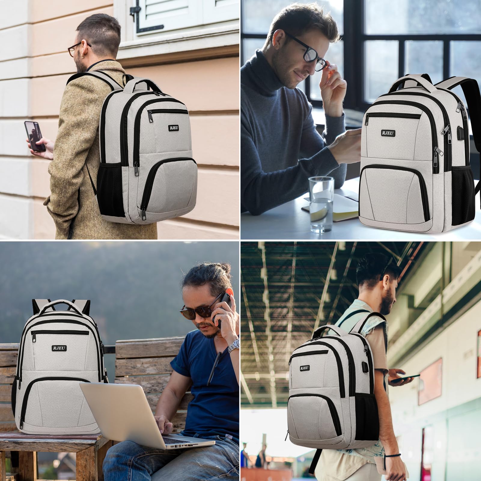Stylish Women's Backpack for School, College & Travel - 15.6 Inch Laptop Sleeve, 3 Compartments & Ergonomic Straps - Perfect for Students, Commuters & Daily Use (Beige)