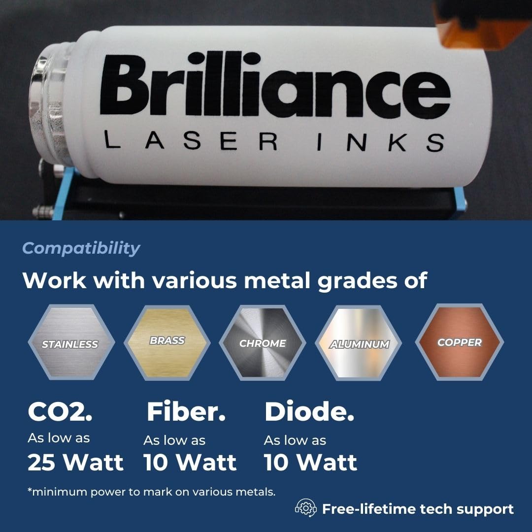 2 Pack BLI101-12 Oz Aerosol Black Laser Ink for Metal Marking - CO2 & Fiber Laser Compatible - Permanent High Contrast Marking for Industrial Parts, Tools & Equipment - YAG Laser Engraving Solution