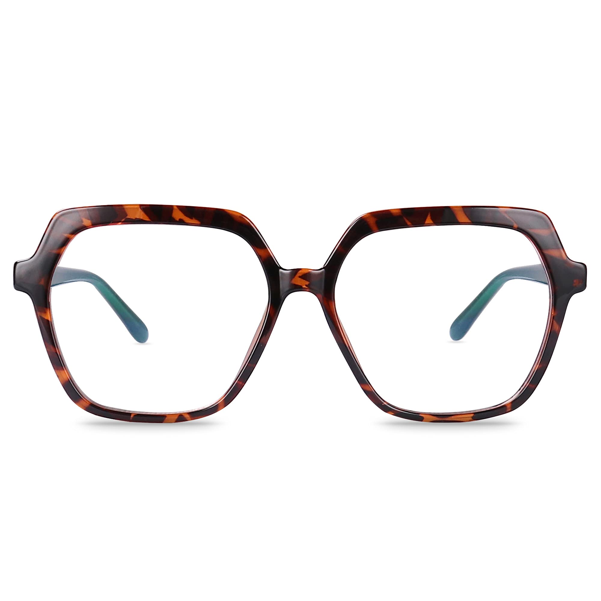 REECKEY Blue Light Blocking Glasses for Women - Anti Eyestrain Computer & Gaming Glasses, Oversized Square Frame Blue Light Filter Glasses (Tortoise) - Perfect for Office Work, Online Classes & Late-Night Screen Use