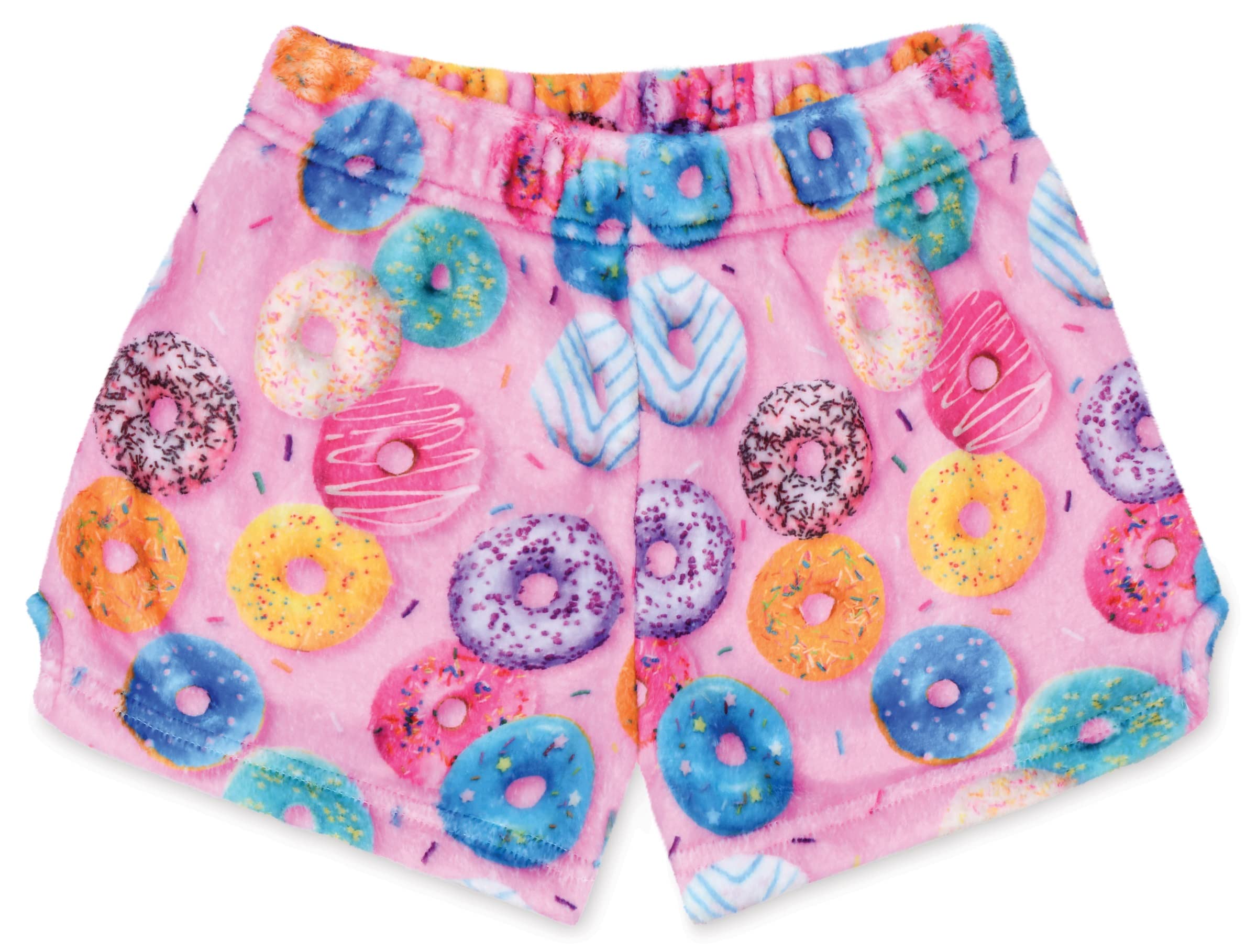iScream Big Girls Silky Soft Fun Print Plush Fleece Shorts - Snacks & Sweets Collection | Cute Lounge Pajama Shorts for Women & Teens | Perfect for Sleepovers, Netflix Nights & Summer Comfort