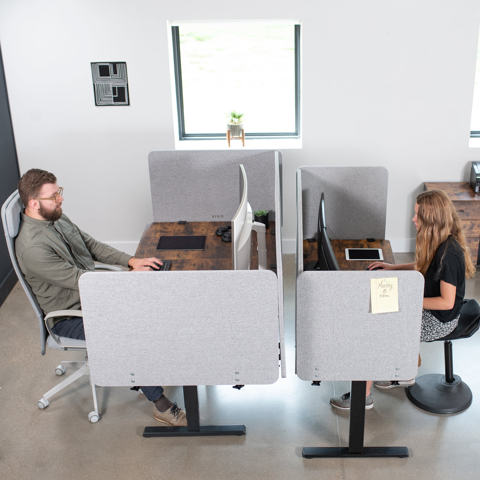 Full Privacy Panel Clamp-On Kit for 60 x 24 Inch Desk - Office Workspace & Home Study Room Partition Screen