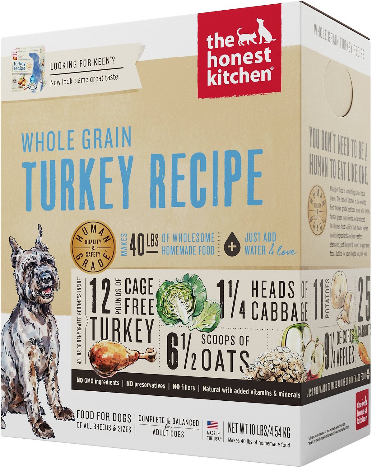 The Honest Kitchen Whole Grain Turkey Dehydrated Dog Food - Premium Natural Nutrition for Adult Dogs - Perfect for Home, Travel & Outdoor Adventures