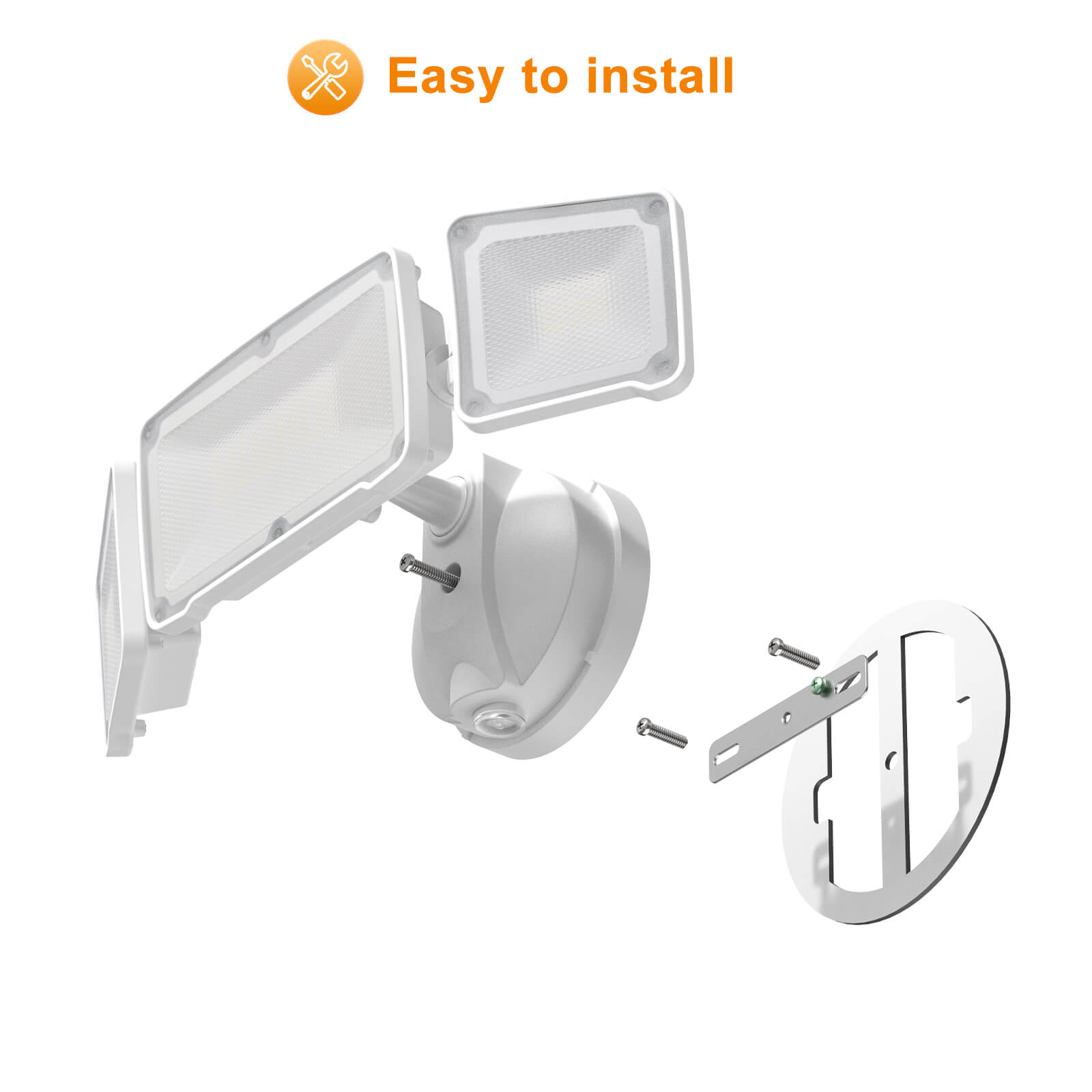 Lepower Tec 3500LM Dusk to Dawn LED Flood Light - Adjustable 3 Heads, 35W White Light - Perfect for Outdoor Security, Garden, and Backyard Lighting
