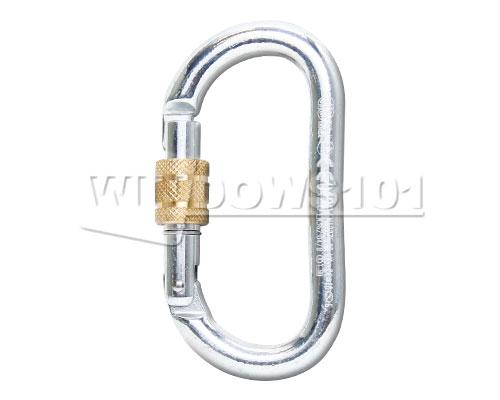 Kong Steel Oval Screw Gate Locking 24kN Carabiner - Heavy Duty Climbing Carabiner for Rock Climbing, Hiking & Outdoor Safety Gear