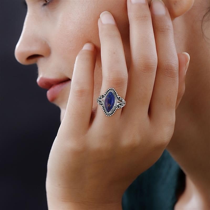 925 Sterling Silver Turquoise Ring for Women - Purple Blue Boho Western Jewelry, Promise Ring for Her, Anniversary & Birthday Gift - Perfect for Casual Wear, Parties & Special Occasions