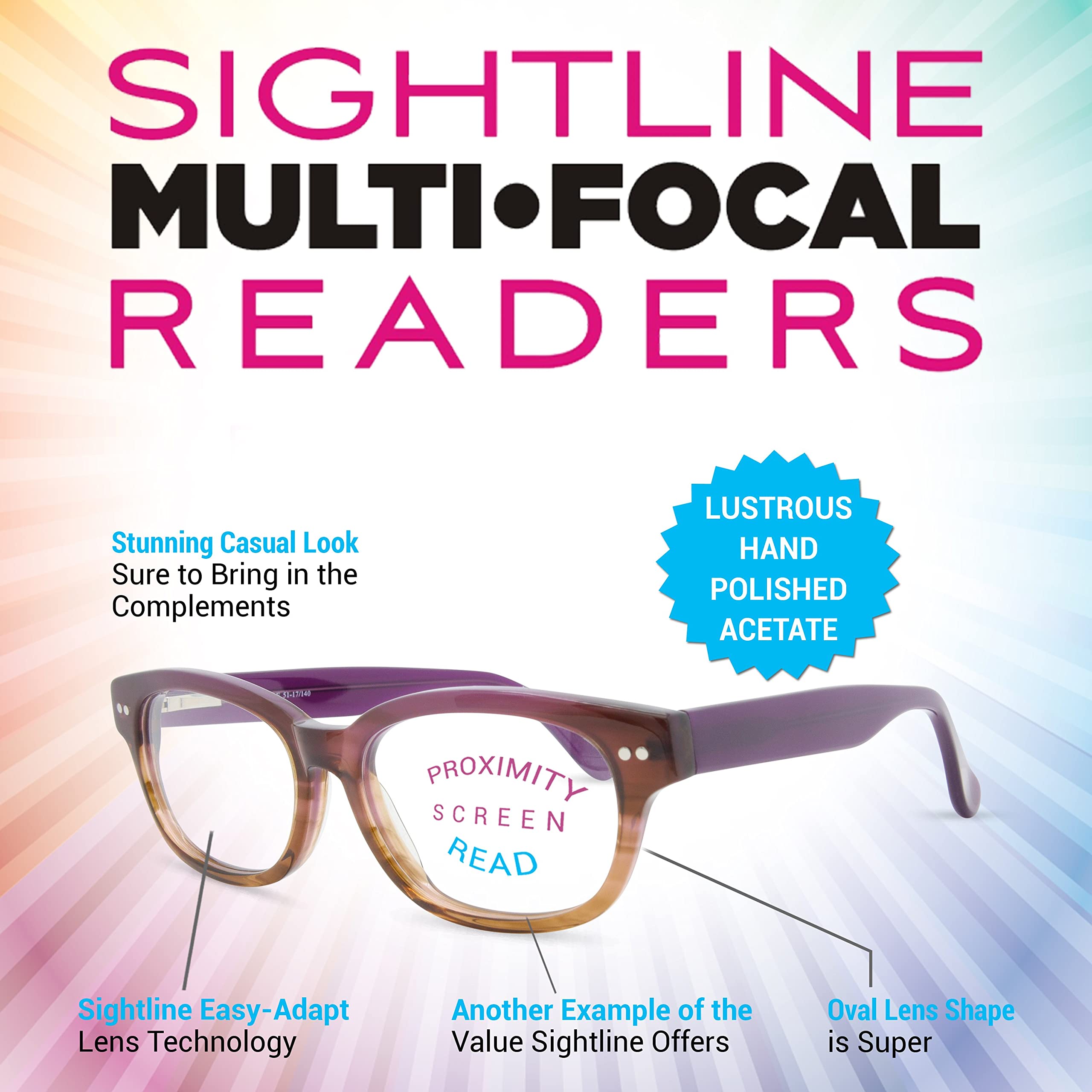 Sightline P304 Medium Fit Multifocus Progressive Reading Glasses for Men & Women - Clear Vision for Reading, Computer Work & Daily Activities