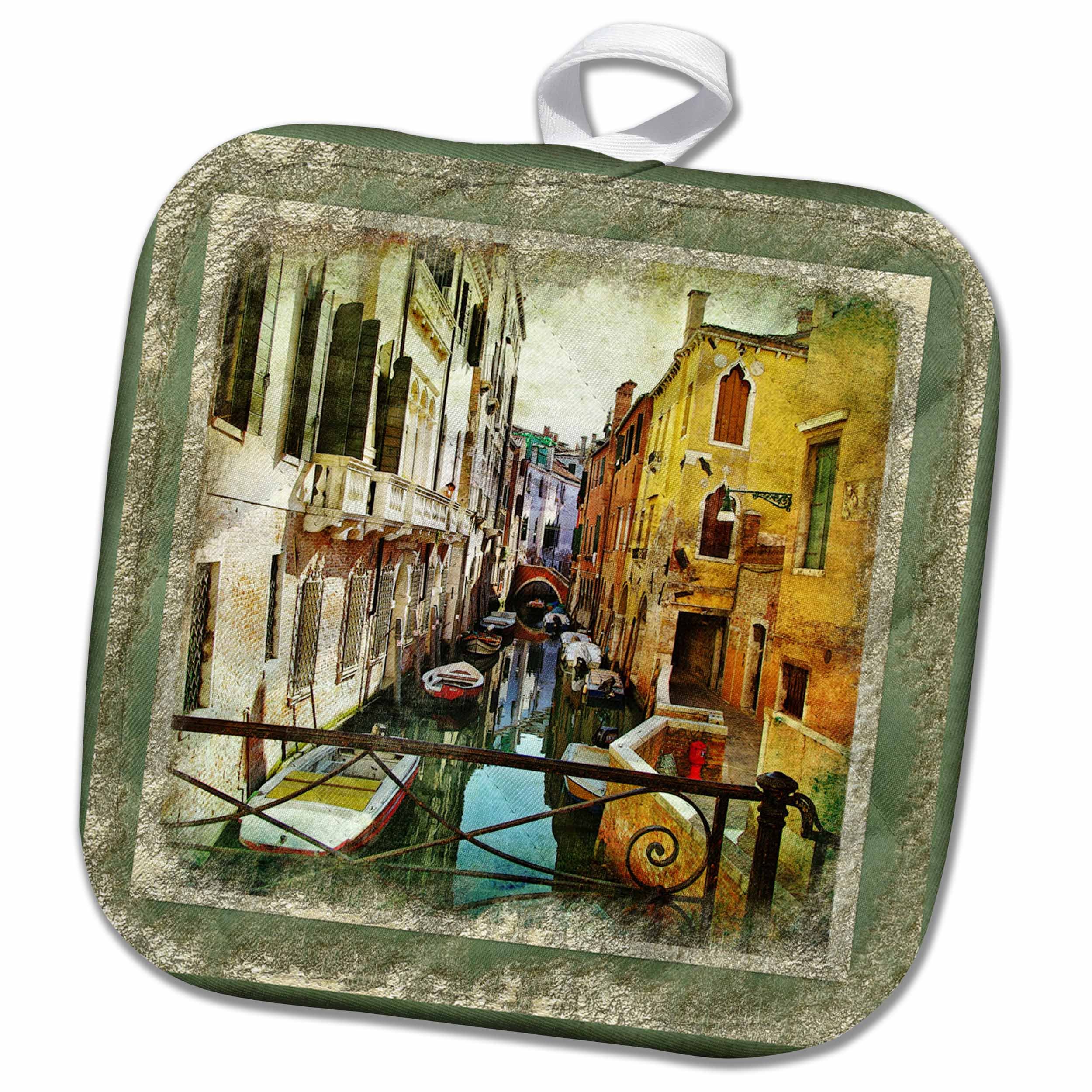 3D Rose Overlooking Venice Canal Pot Holder - 8