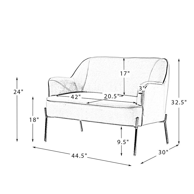 Stylish Africa Contemporary Velvet Loveseat Sofa - Modern Velvet Upholstered 2-Seater Couch for Living Room, Lounge & Home Decor
