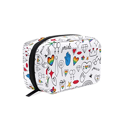 LGBT Pride Love Peace Printed Makeup Organizer Bag - Small Cosmetic & Toiletry Travel Bag for Women, Girls & Teens - Perfect for Travel, Gym, Beach & Daily Beauty Storage