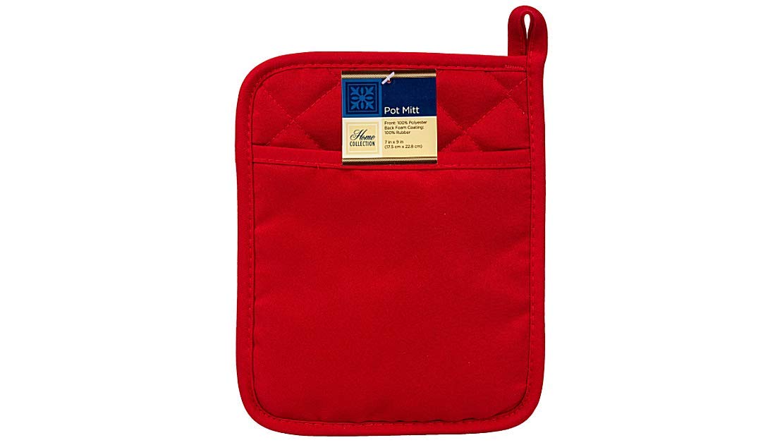 Heat Resistant Red Polyester/Rubber Pot Holder Set of 2 - Non-Slip Grip & Hanging Loop for Safe Cooking - Perfect for Baking, Grilling, and Handling Hot Pans in Kitchen
