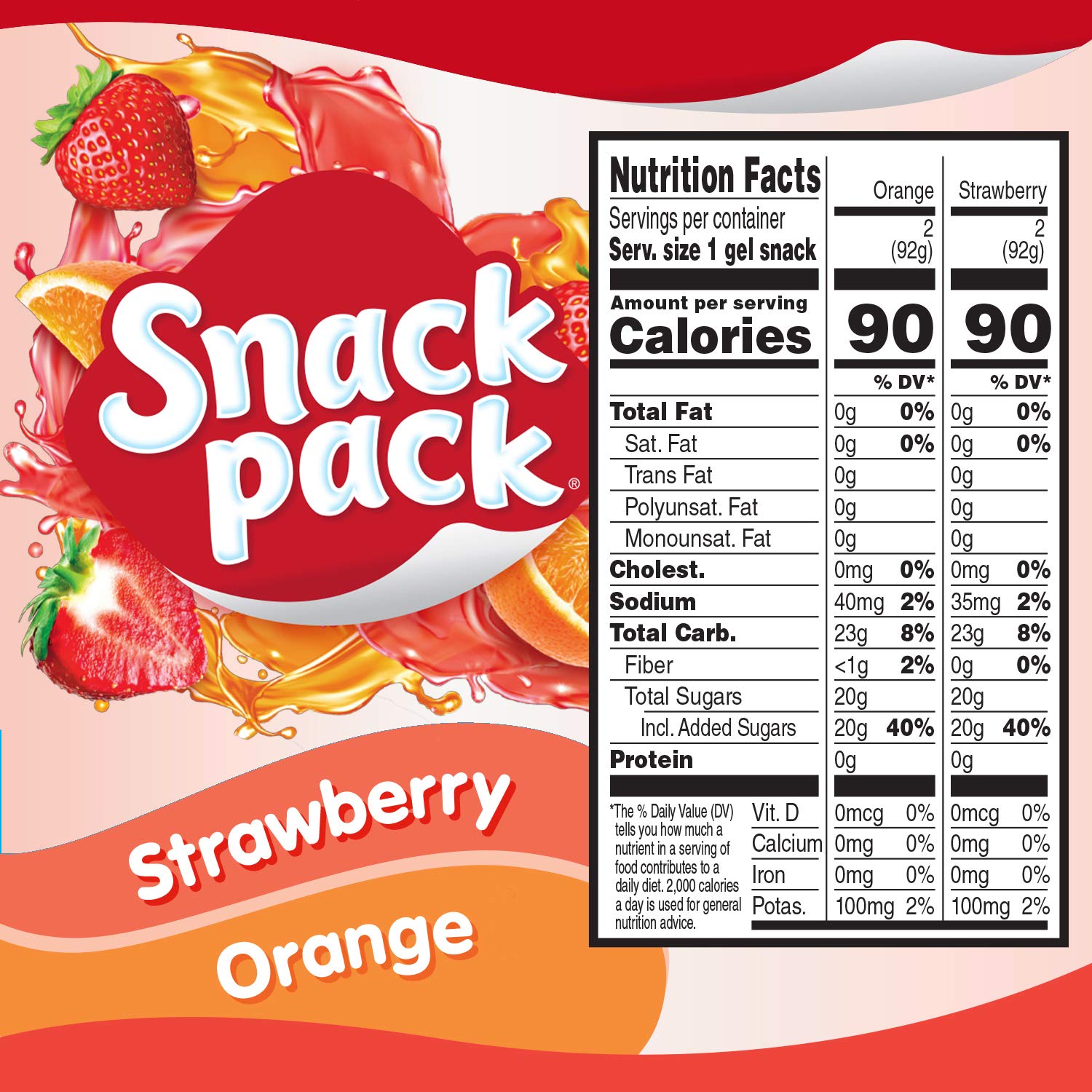 Strawberry & Orange Flavored Juicy Gel Snack Packs - 4 Count Cups | Healthy Kids Snacks, Lunchbox Treats & On-the-Go Energy Boost